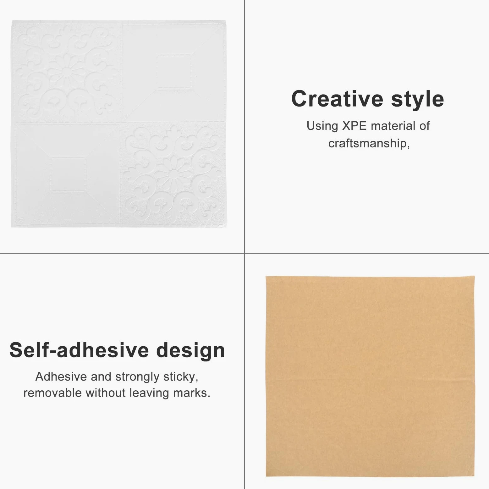 Paneles de Pared 3d Autoadhesivos 35x35 Cm, 10 Unidades, Papel Tapiz Espuma Xpe Blanco, Calcomanías Adhesivas Decorativas para Paredes Lisas en Dormitorio y Sala