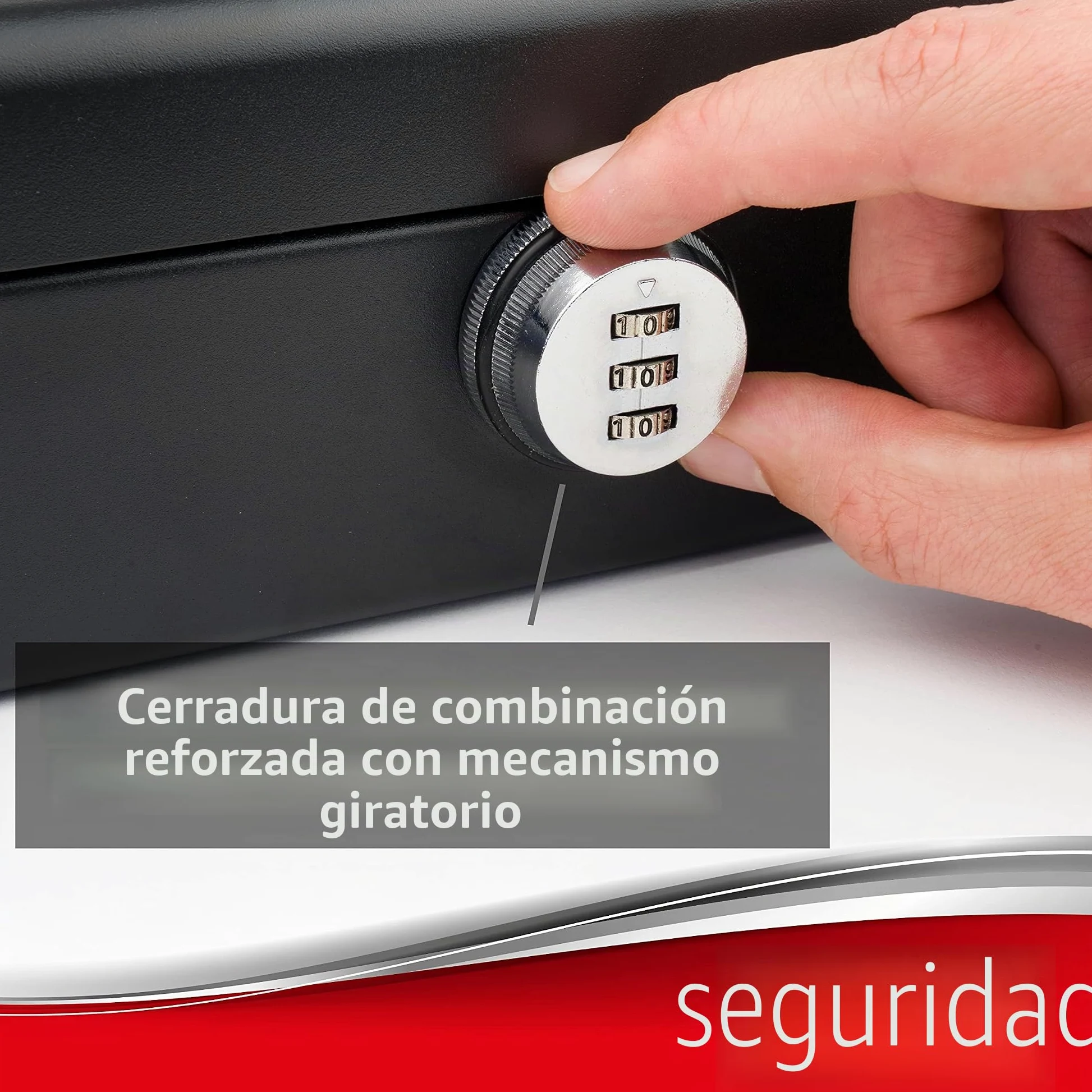 Caja de caudales Sax con cerradura de combinación, cerradura extra fuerte, 25 x 18 x 9cm, Grande, Caja de caudales de seguridad negra