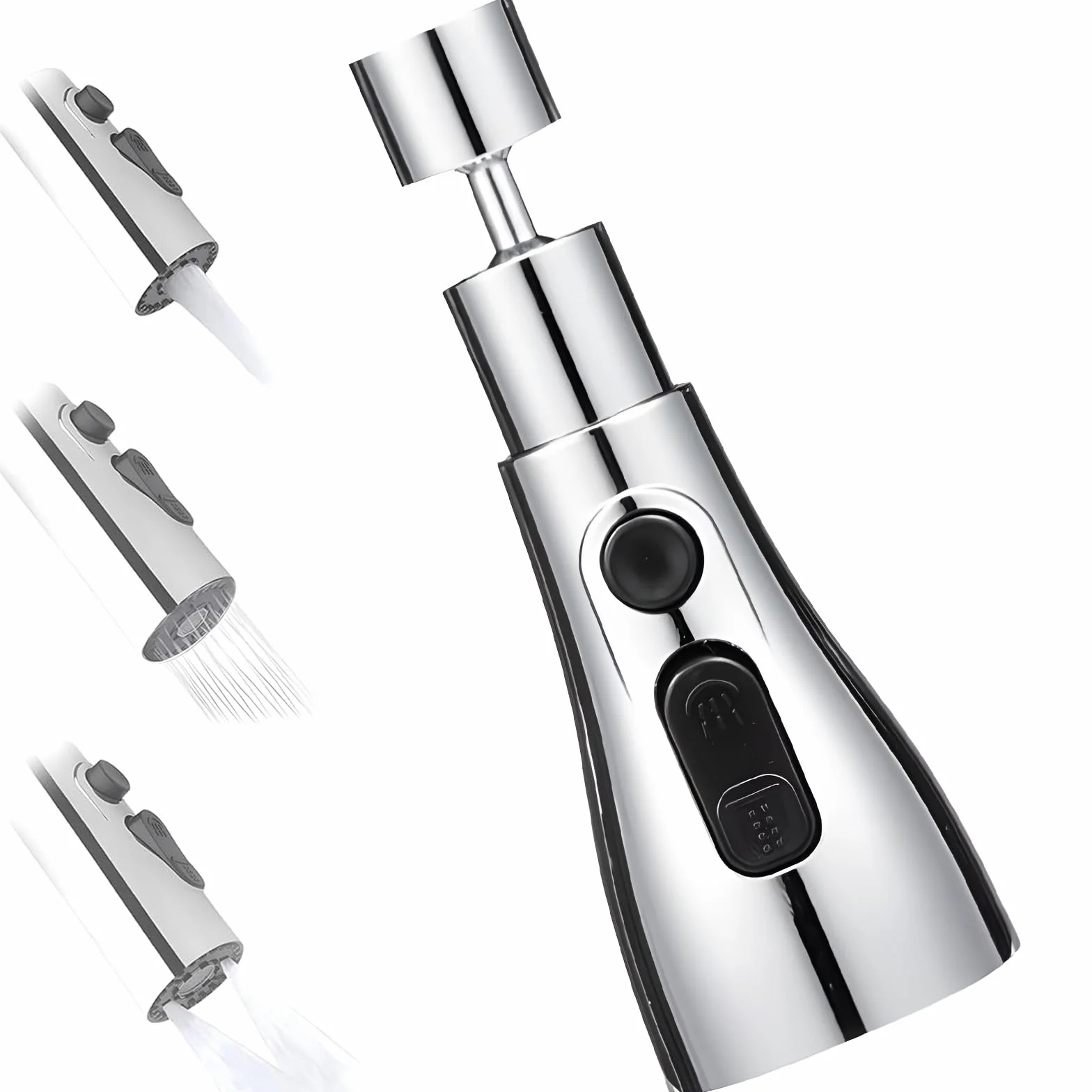 Aireador Grifo Cocina Giratorio 360°, Adaptador Universal 3 Modos Ajustable, Boquilla Anti Salpicadura