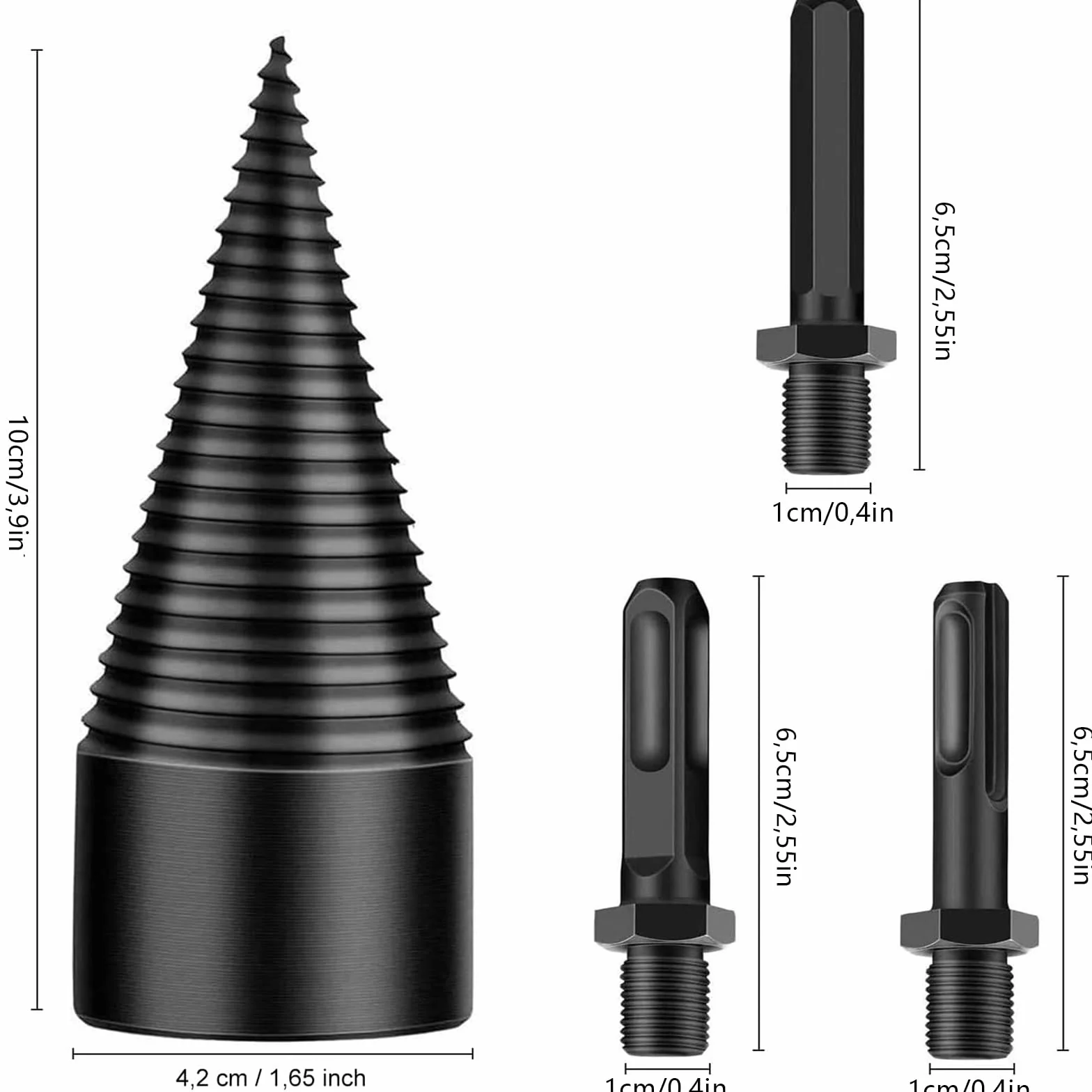 Cono de Madera para Cortar Madera, 42 mm Juegos de Brocas, Conos para Troncos, con 3 asas de Taladro, Adecuadas para Divisores de Madera, Divisores de T
