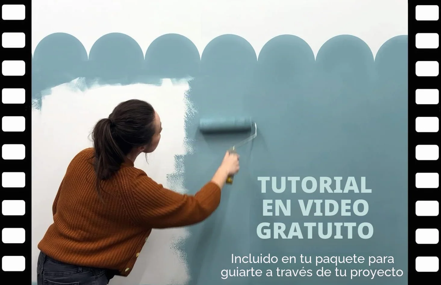 Ideal Stencils plantilla de pared con borde ondulado, tamaño L, 10 x 80 cm, plantilla Mylar reutilizable para pared, piso, tela, decoración de muebles