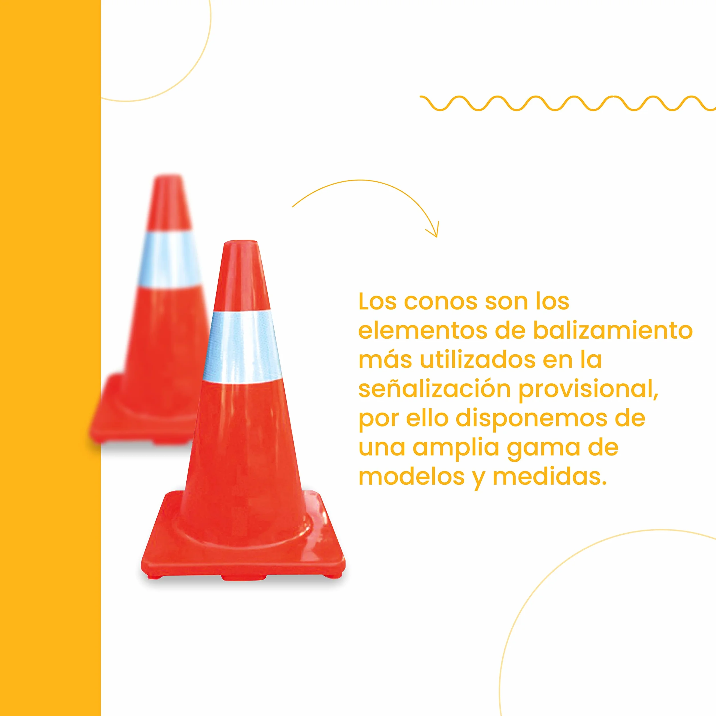PARKING FACIL | Cono de Señalización de PVC Flexible | Elementos de Balizamiento | Cono de Tráfico | Elementos de Seguridad Vial | Tamaño: 45 cm | 1 Unidad
