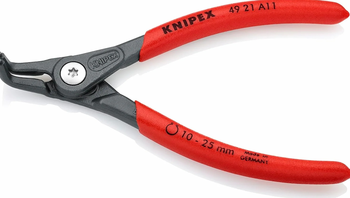 KNIPEX Alicate de precisión para arandelas para arandelas exteriores de ejes Mangos plasticos por inmersión, 49 21 A11