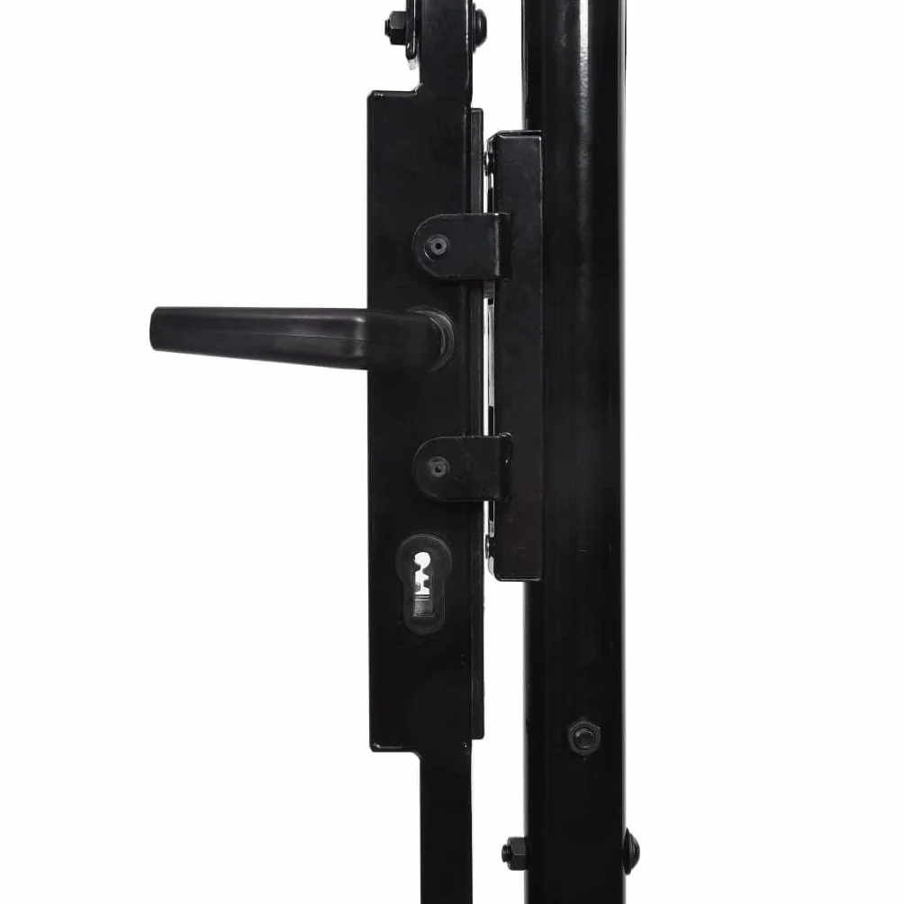 Refined Cancela de Valla Doble Puerta de Jardín Entada Vallado Exterior con Puntas de Acero Negro (3 x 1.5 m)