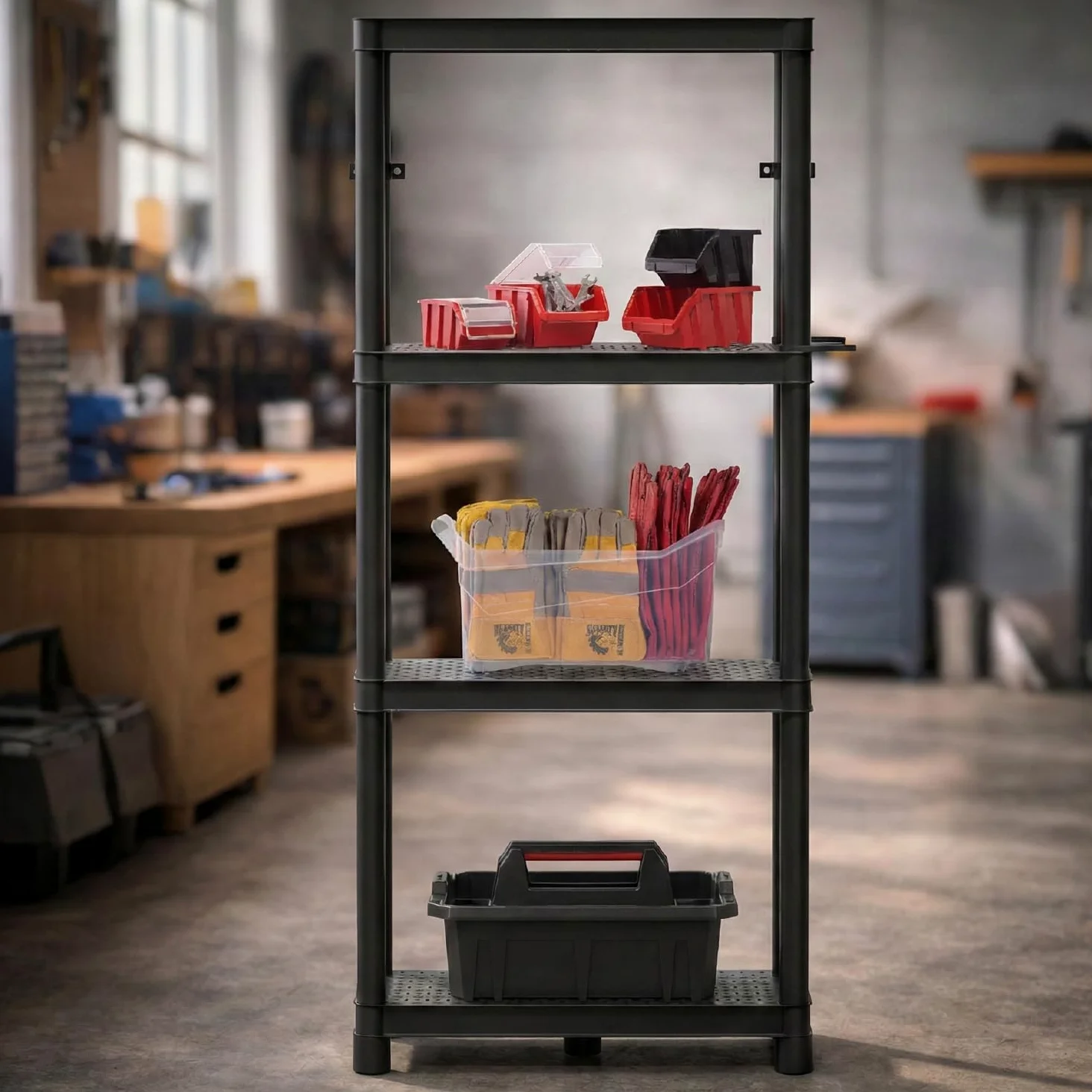 Kistenberg Stackaro Solid - Estantería de plástico para taller (58 x 28 x 131,5 cm)