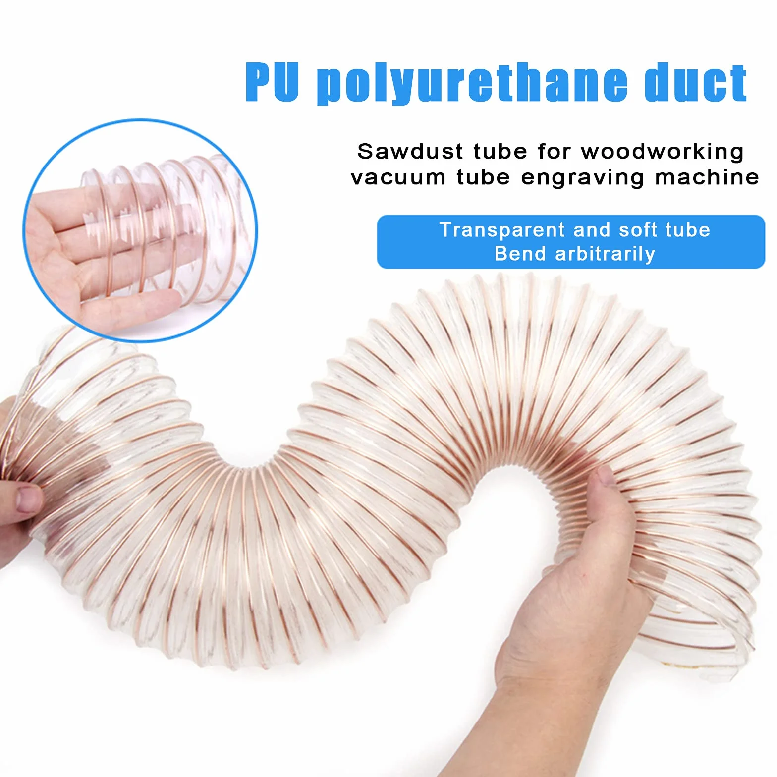 Manguera de ventilación for conductos Manguera de PU Manguera flexible Flexibilidad de 3,28 pies Resistencia a altas temperaturas Tubo corrugado Pared de espesor 1,5 mm ID 25-50 mm,45mm*1.5mm (Size :