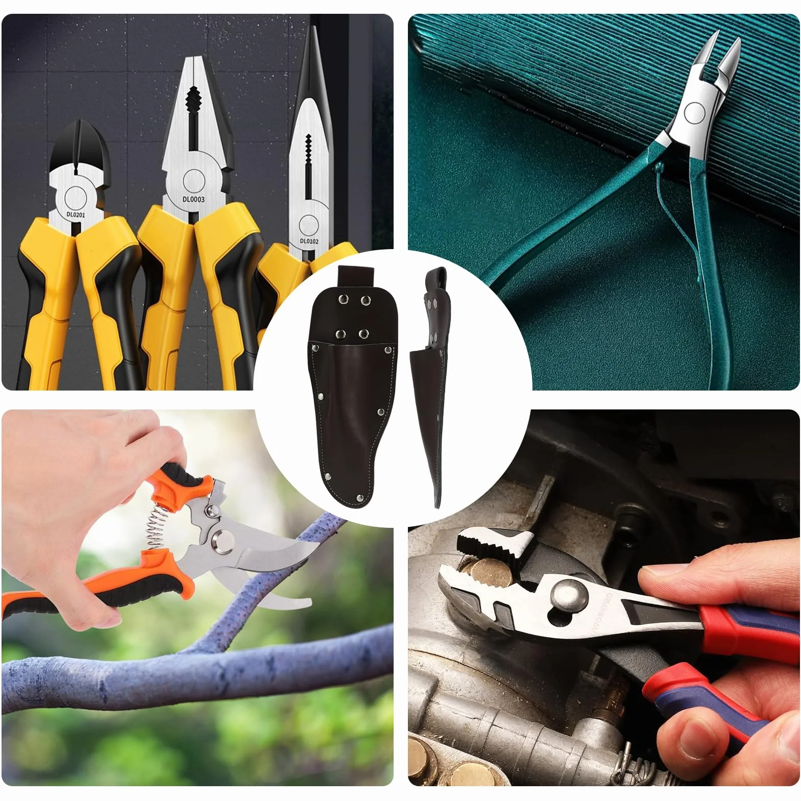 Funda Tijeras Podar, Pruner Holster, Funda de Cinturón para Cuchillo o Tijeras de Podar, Funda de Cuero Portátil Reforzada con Remaches, Ideal para Jardinería y Actividades al Aire Libre