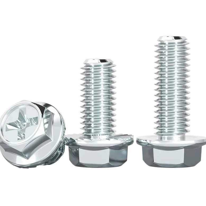 Tornillos de cabeza de brida hexagonal de acero galvanizado pernos m4 m5 m6 m8 (50,M6 x 16 mm, ajustados)