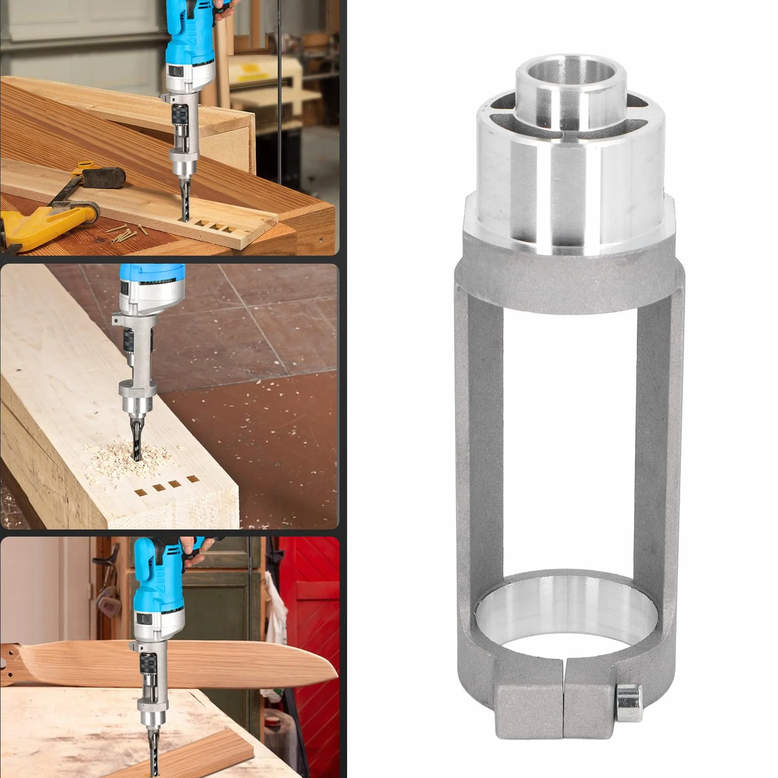 Adaptador de Broca de Agujero Cuadrado, Accesorio de Mortaja de Aleación de Aluminio, Soporte de Fijación de Taladro de Agujero Cuadrado para Carpintería para Máquinas de Mortaja