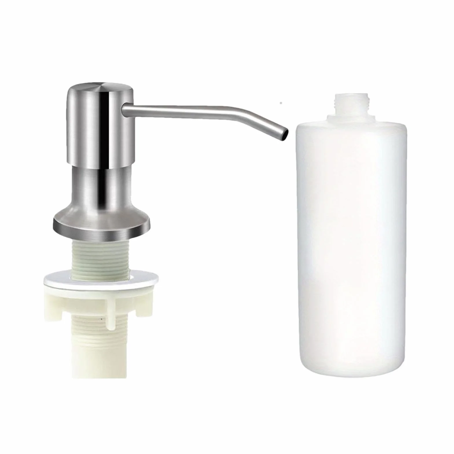 Dispensador de jabón para fregadero de cocina, dispensador de jabón de acero inoxidable, dispensador de jabón líquido, botella de jabón de 350 ml/500 ml, rotación de 360 grados, herramientas de
