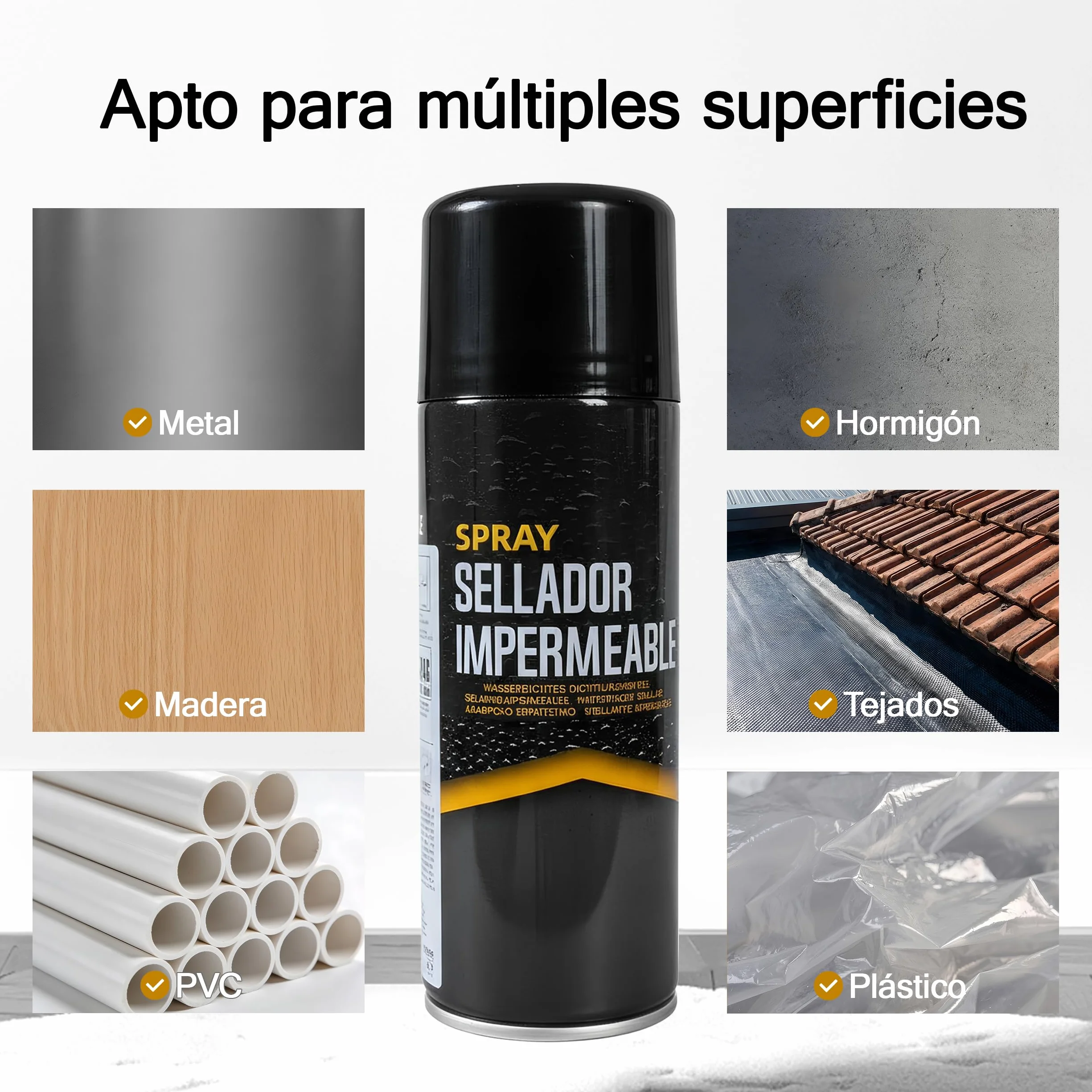 Etrexonline Spray Sellador Impermeable Blanco 400 ml, para Grietas y Fugas, Secado Rápido, Alta Adherencia, para Metal, Madera, PVC y Cemento, Uso Interior y Exterior, 4 x 400 ml