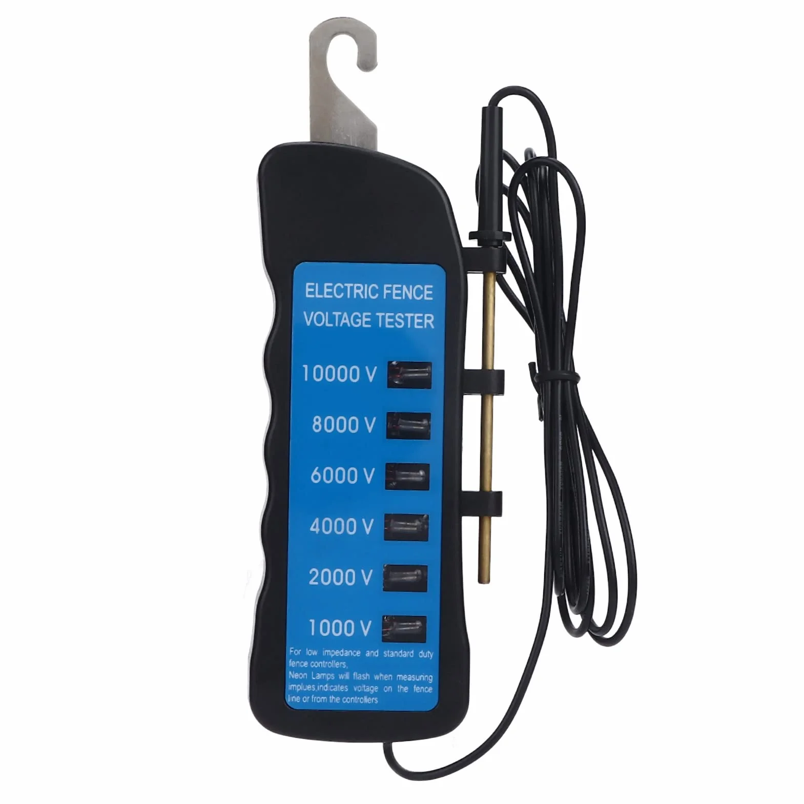 Probador de Voltaje de Cerca Eléctrica 10000V con 6 Luces de Neón | Probador Resistente Agua y Duradero Lectura Rápida y Clara del Voltaje Detectado para Usar en Exteriores Alambre Cuerda Cinta