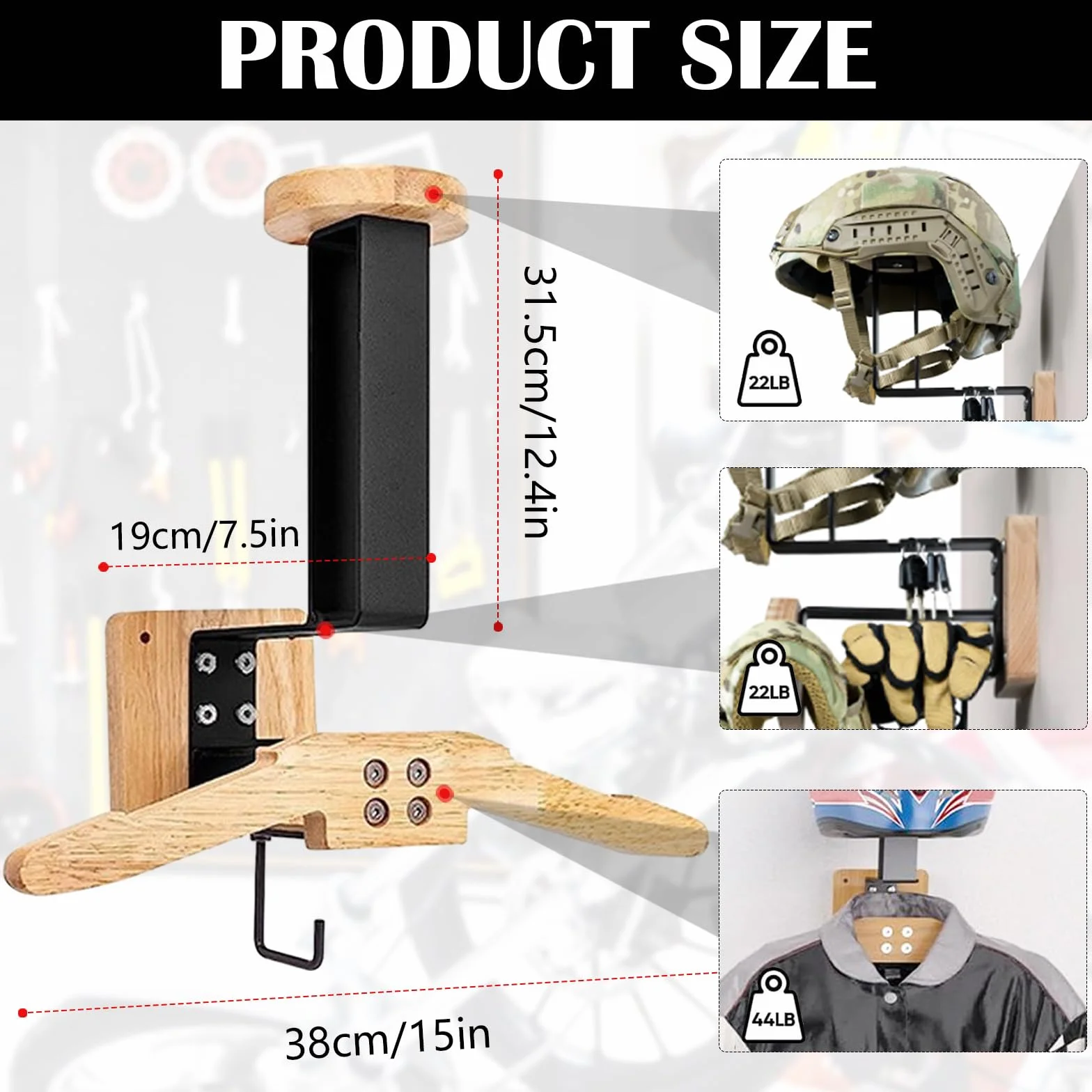 Soporte Casco Moto, Colgador Casco Moto Pared Perchero para Equipo táctico Casco para Colagar el Casco y la Chaqueta Organizador de Pared Versátil para Motocicleta para Equipo Táctico
