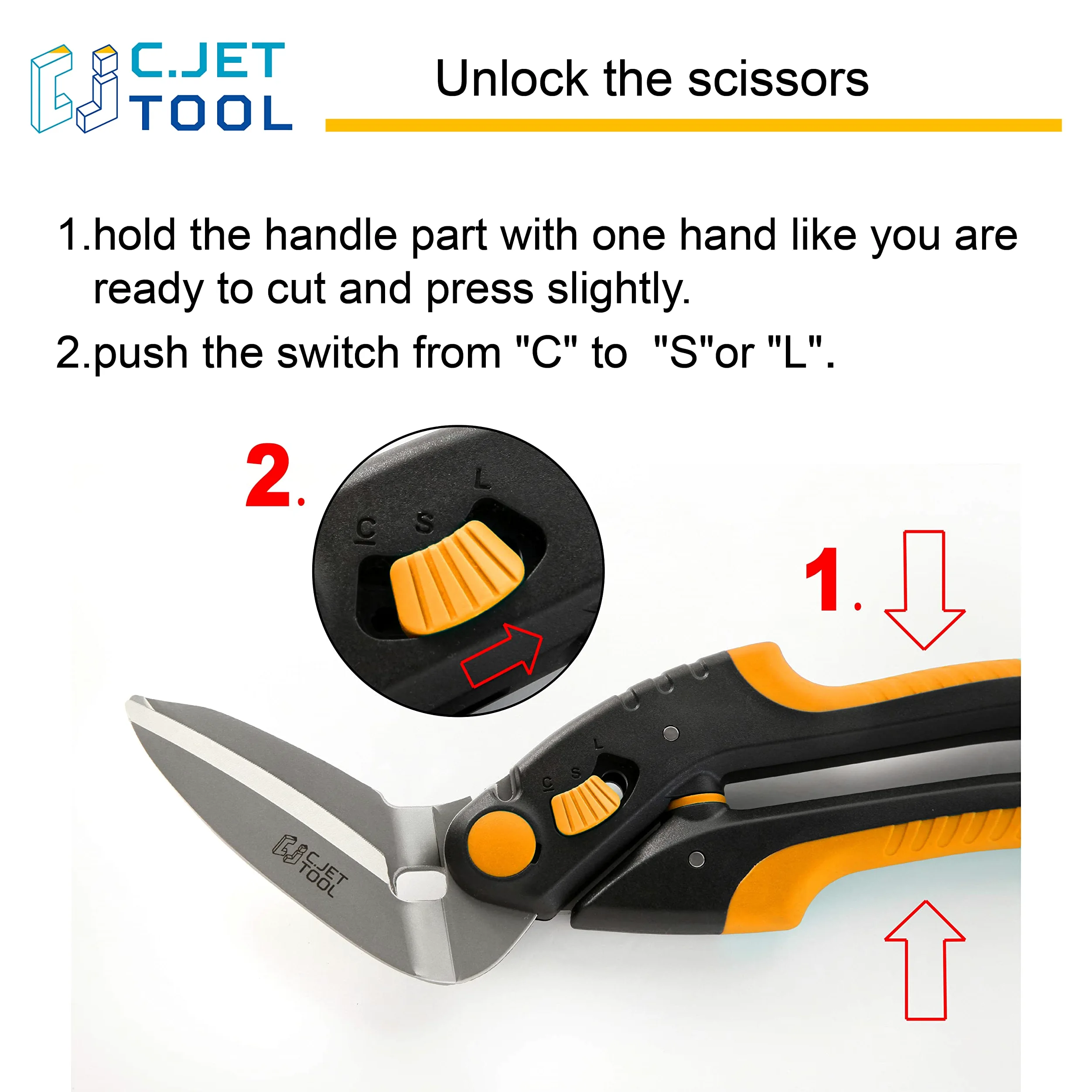 C.JET TOOL Tijeras de Trabajo 25cm, Cortador de Alfombras, Multiusos, Tijeras para Alfombras, Cartón, Cuero, Poda, Jardinería, Profesional de Agarre de Acero Inoxidable (Naranjo)