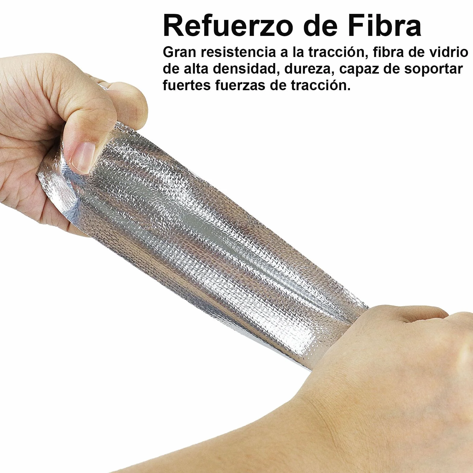 BOMEI PACK 50mmx20m Cinta adhesiva de aluminio reforzada aislante térmico - Rollo de aluminio adhesivo de alta temperatura de reparación - Cinta de Aluminio para Sellar Sistemas