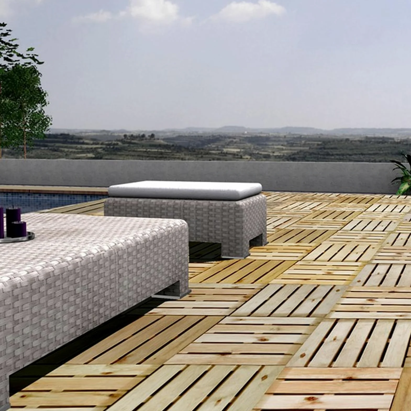 LOSETA MADERA PINO RAYADAS TANE 100X100
