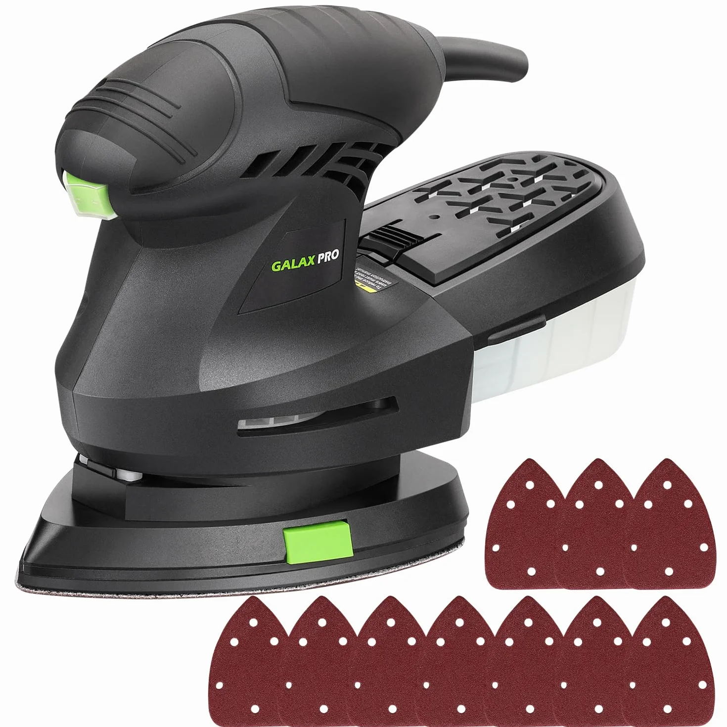GALAX PRO Lijadora Madera 200W 12000 OPM,Lijadora Electrica Diseño Compacto con Contenedor de Polvo,lijadora orbital con 10 Hojas de Papel de Lija para Alisar Madera y Quitar Pintura