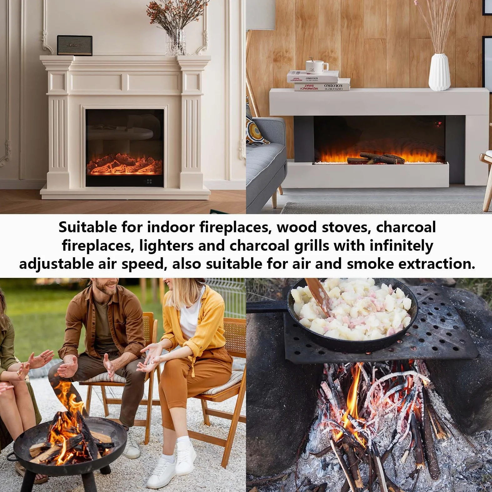 Ventilador Radial De 12 V, Ventilador De Refrigeración Ajustable Ventilador De Turbina De 220 V Con Controlador De Velocidad Para Picnic Calentadores De Camping Parrilla Estufa De Chimenea Inflable