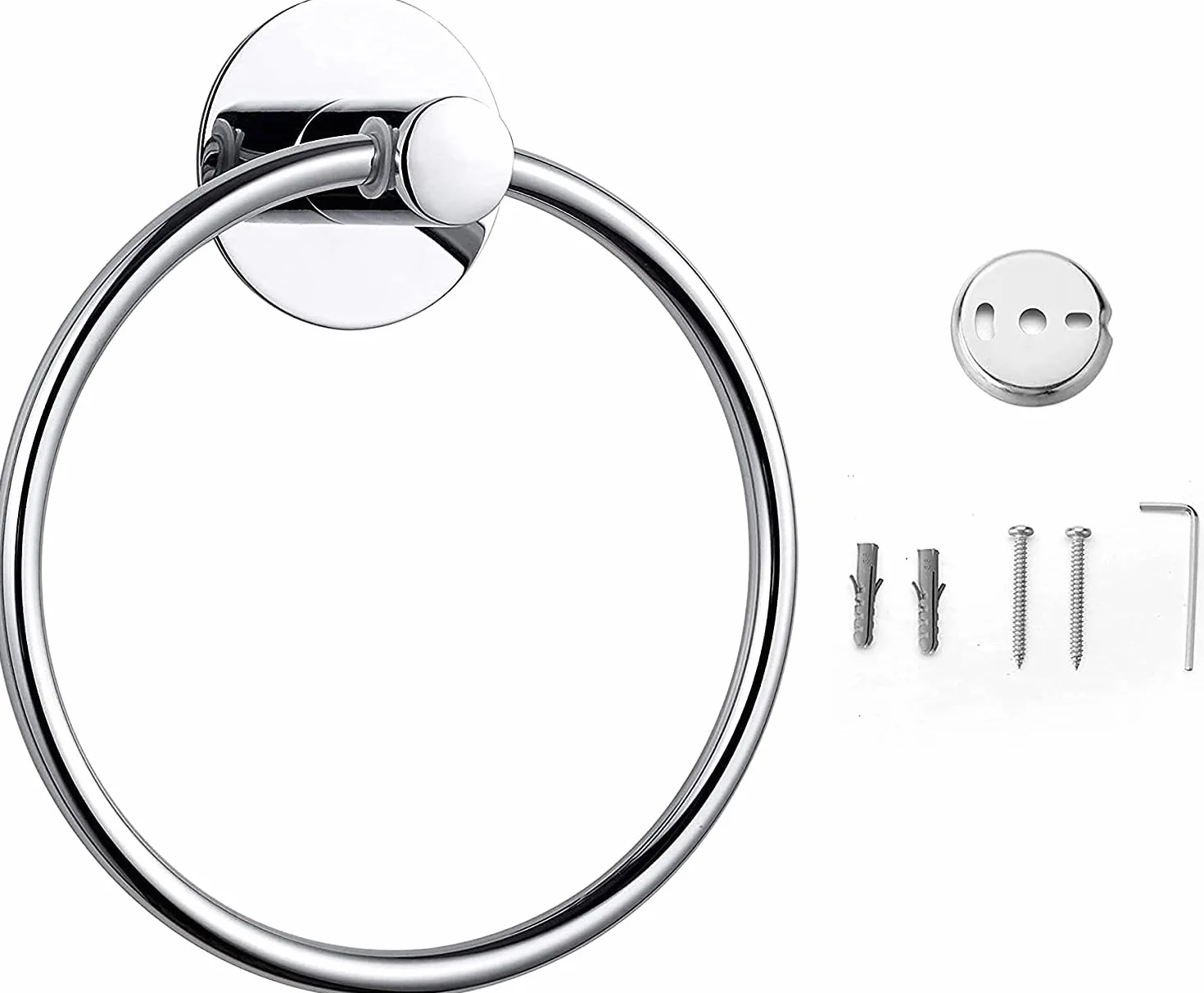 Toallero de acero inoxidable 16 cm redondo plateado para pared