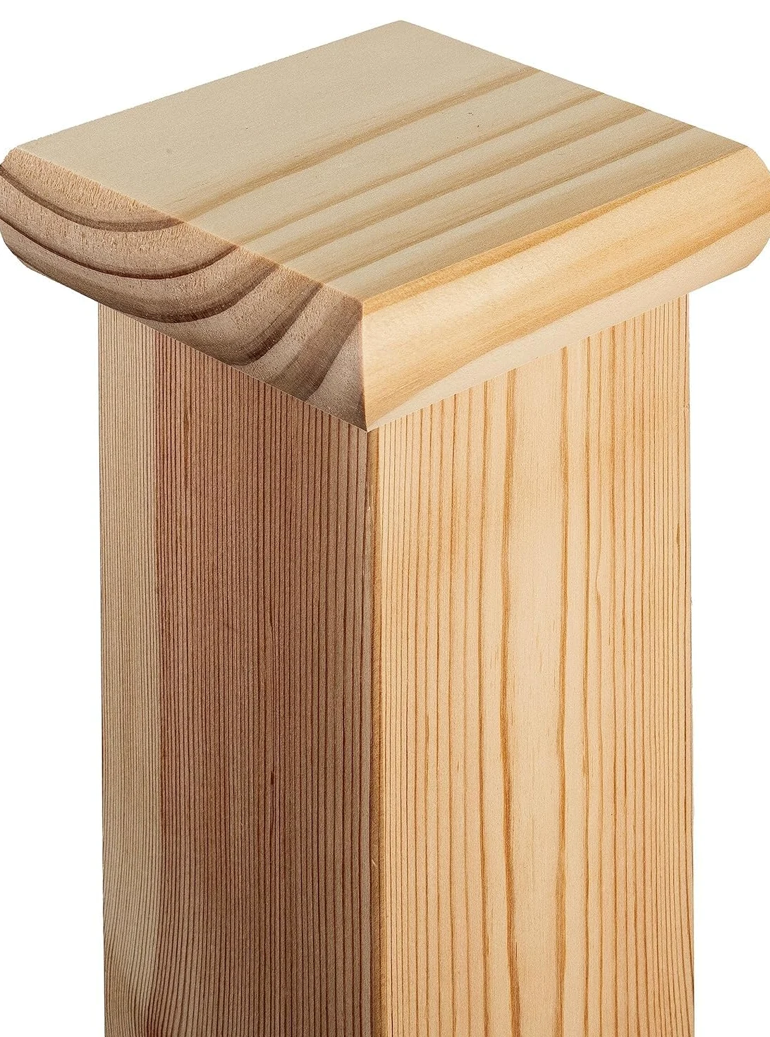 Cambridge - Tapa plana de pino transparente de 102 x 102 x 27 mm, tapa plana para poste de escalera completa de 82 mm, empotrable para adaptarse a un Newel de 82 mm x 82 mm