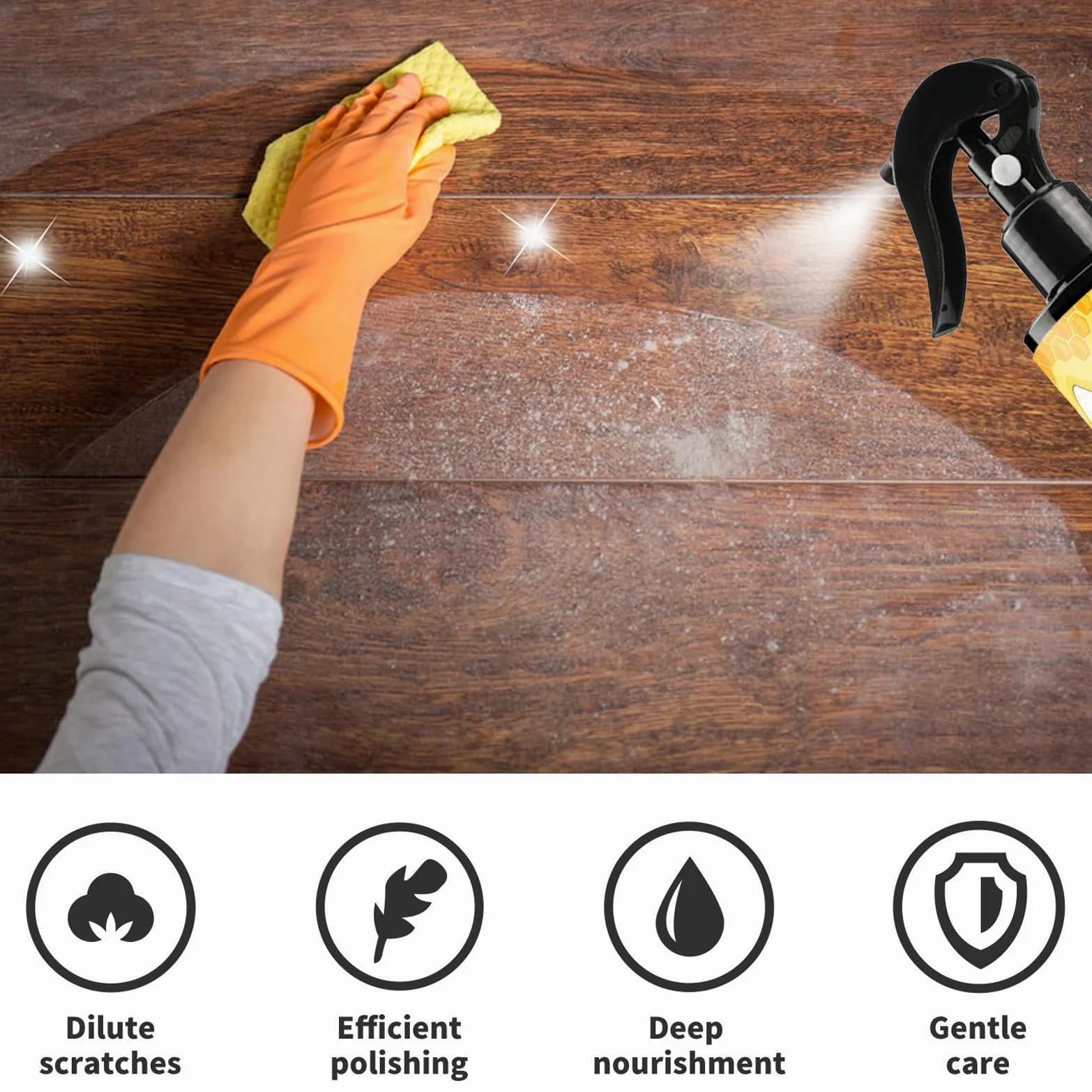 Cera de Abejas Pulimento para Muebles de Madera,cera para madera,Limpiador En Aerosol De Cera De Abejas,para el Cuidado de Muebles y Protección de Madera para Interior y Exterior (Spray-2pc)