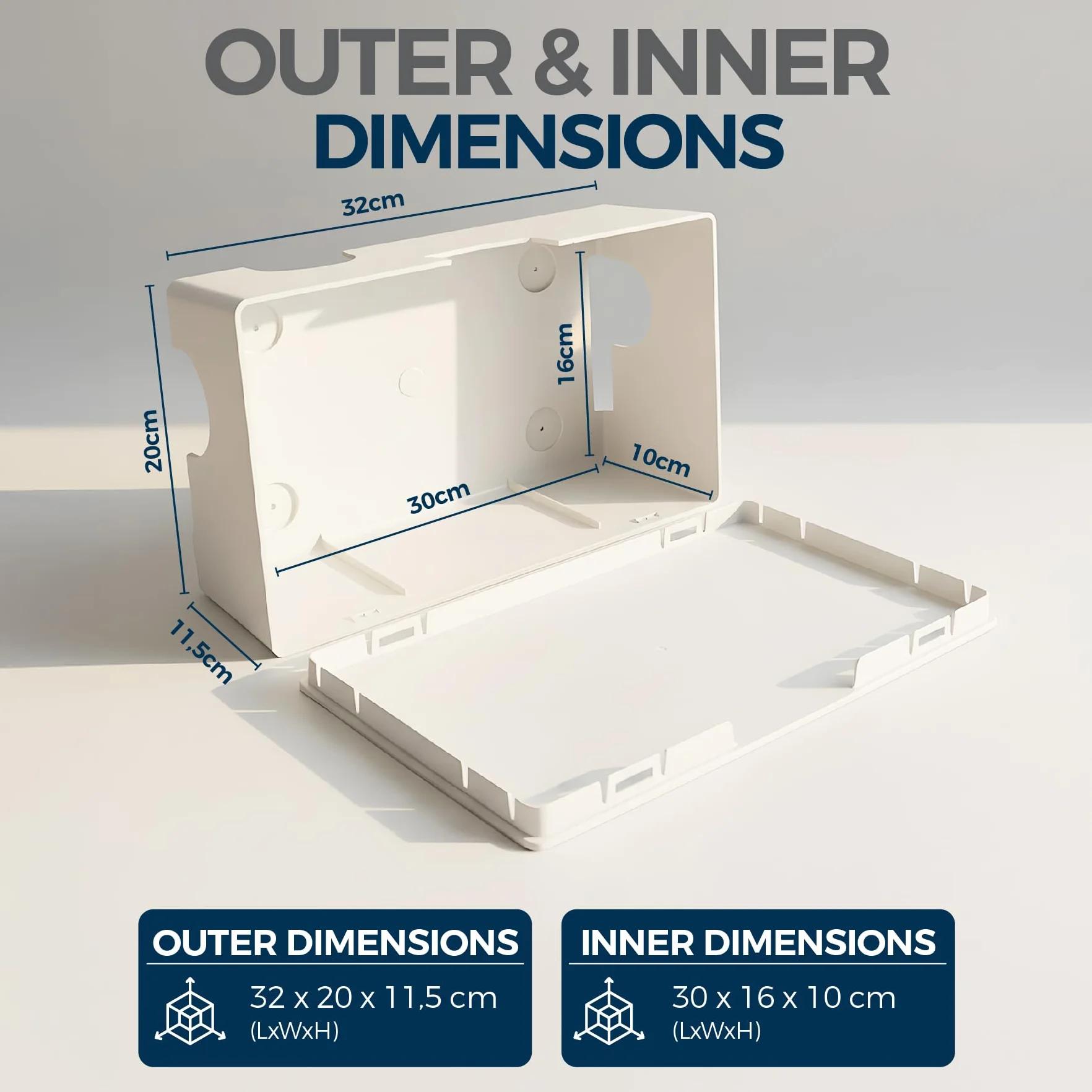 Caja de gestión de Cables para Cables, Elegante y Duradera Caja organizadora de Cables para Ocultar Cables y regletas, Caja de Cables de Montaje en Pared (Blanco)