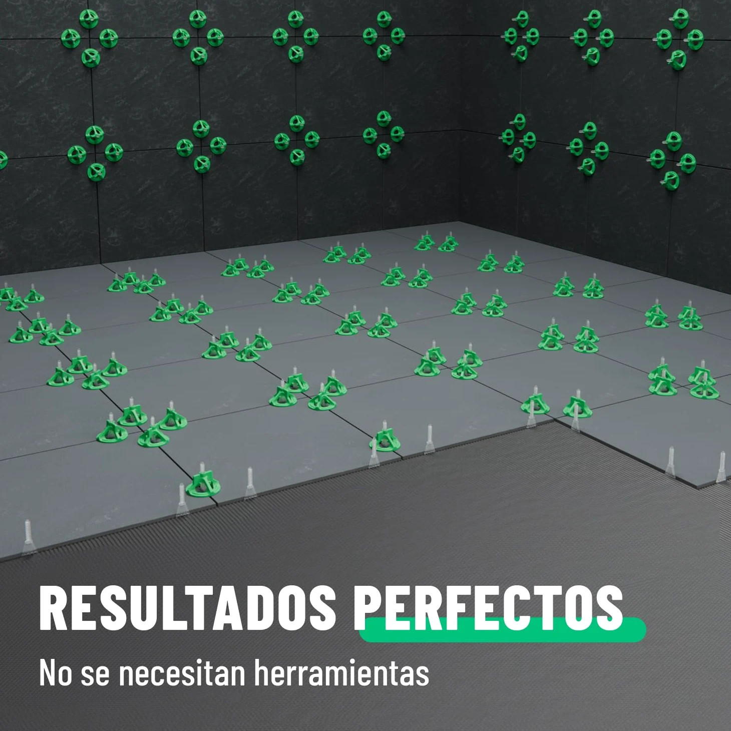 greate Sistema de Nivelación para Azulejos 250 Piezas 2mm | Set de cuñas para alicatado con 100 Lengüetas, 100 Tapas Rosca y 50 Crucetas - niveladoras suelo, niveladores azulejos