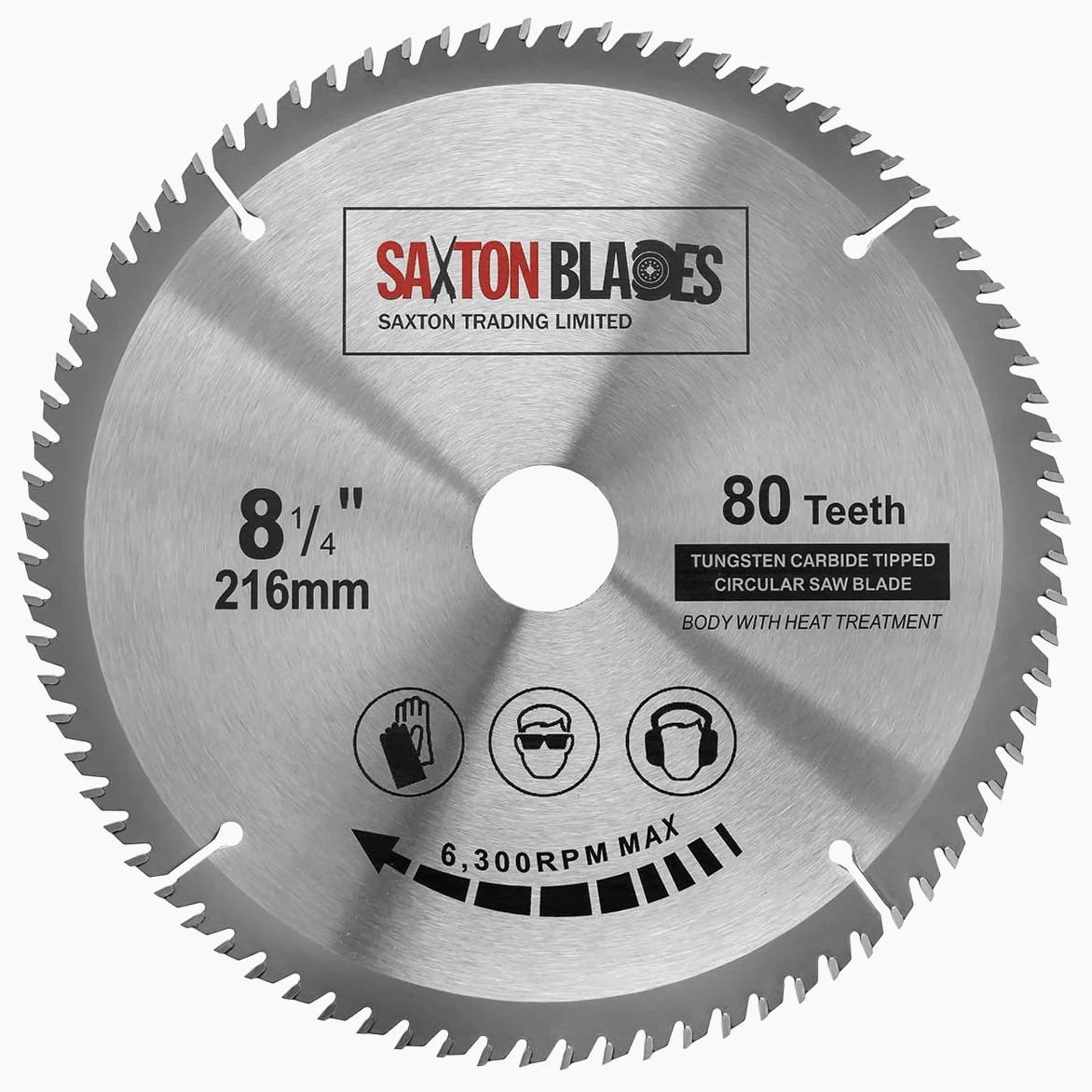 TCT21680T Saxton TCT - Hoja de sierra circular para madera, 216 mm x 30 mm, orificio x 80 T para Bosch, Makita, Dewalt