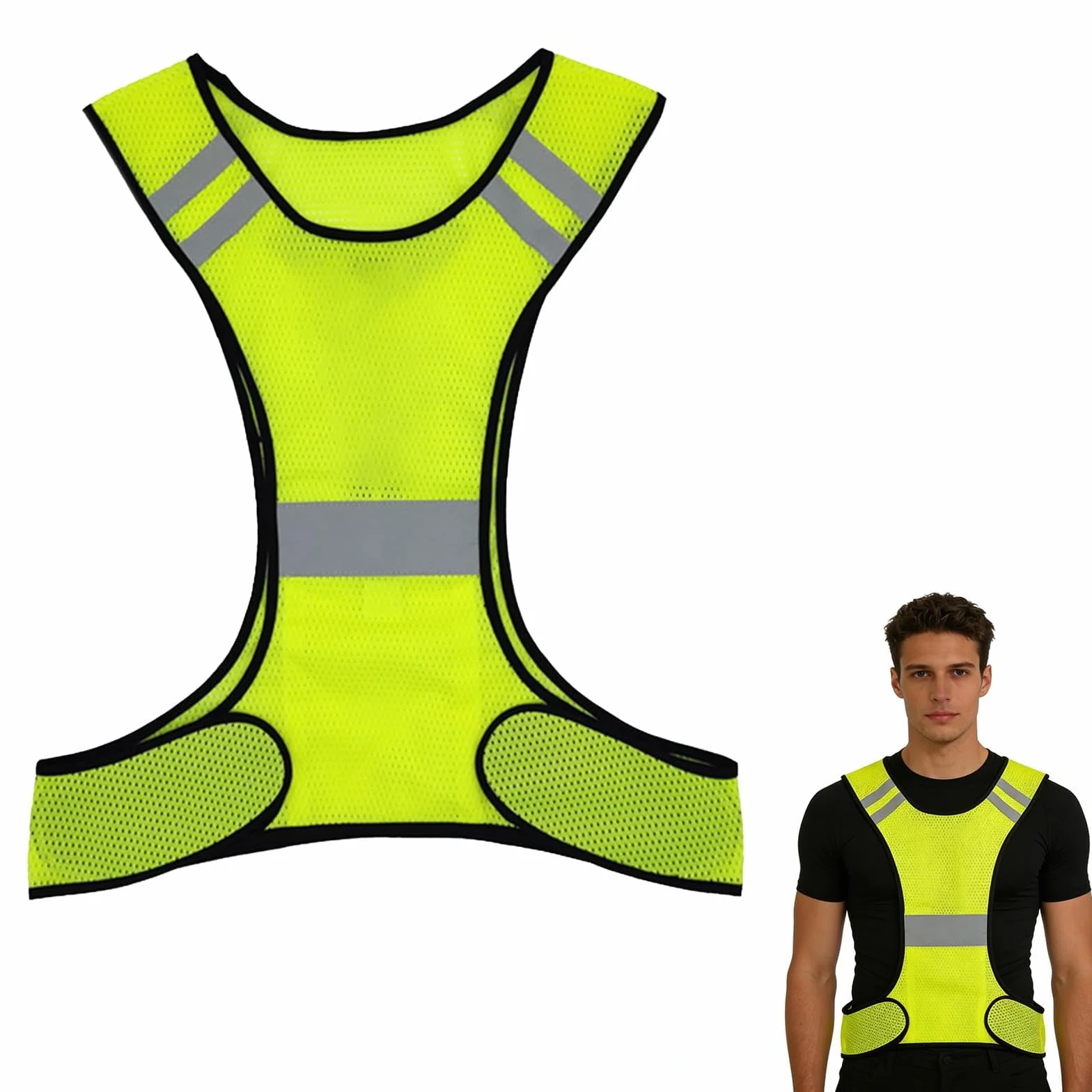 Chaleco Reflectante de Alta Visibilidad para Seguridad Nocturna - para Running, Ciclismo y Equitación - Transpirable, Ligero y Ajustable - Apto para Hombres y Mujeres