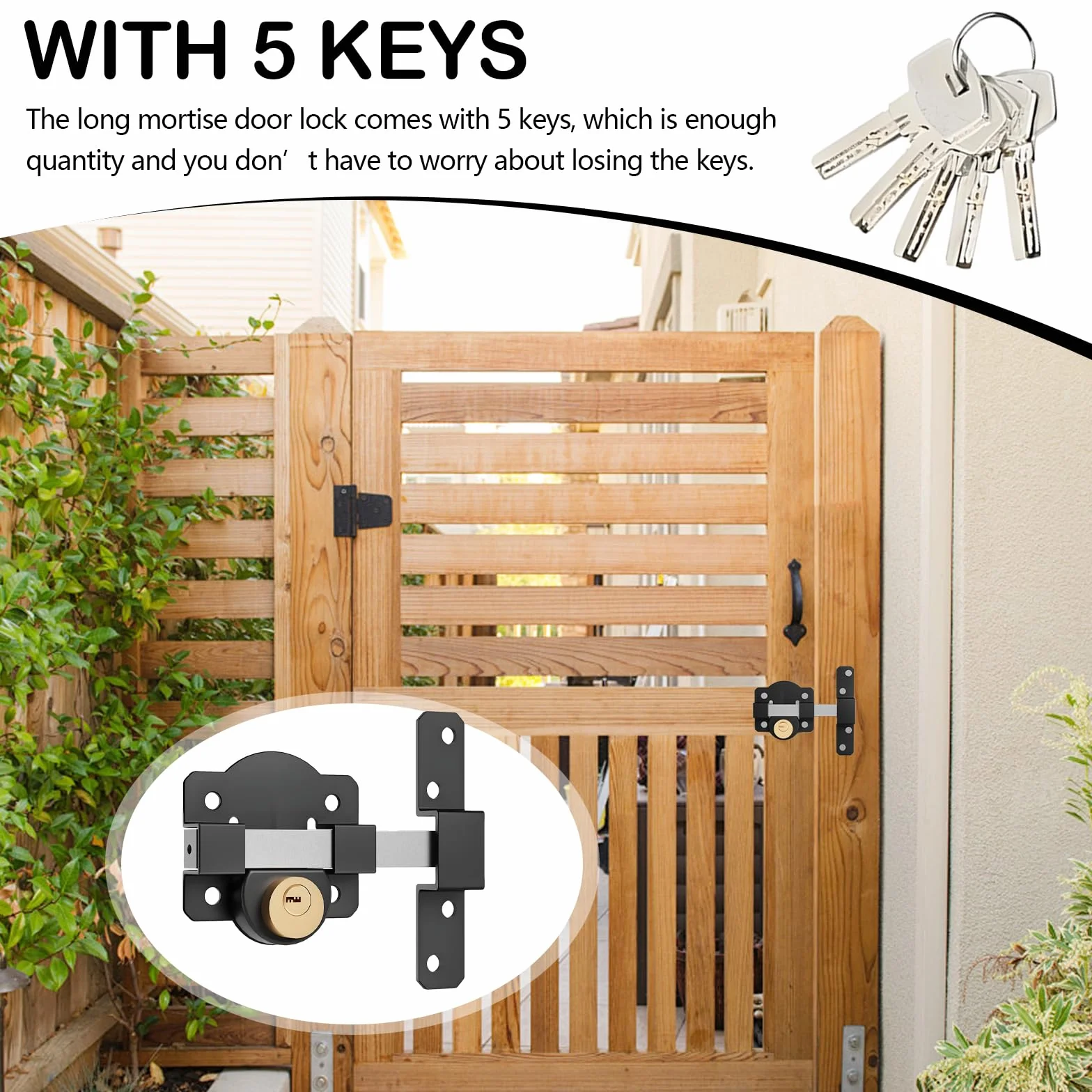 Cerradura Puerta, Cerradura Puerta Interior con Cilindro de Bloqueo de 50 mm Doble Bloqueo de Acero Inoxidable con 5 Llaves para Puerta de Metal Puerta de Madera Entradas de Casas Dormitorios