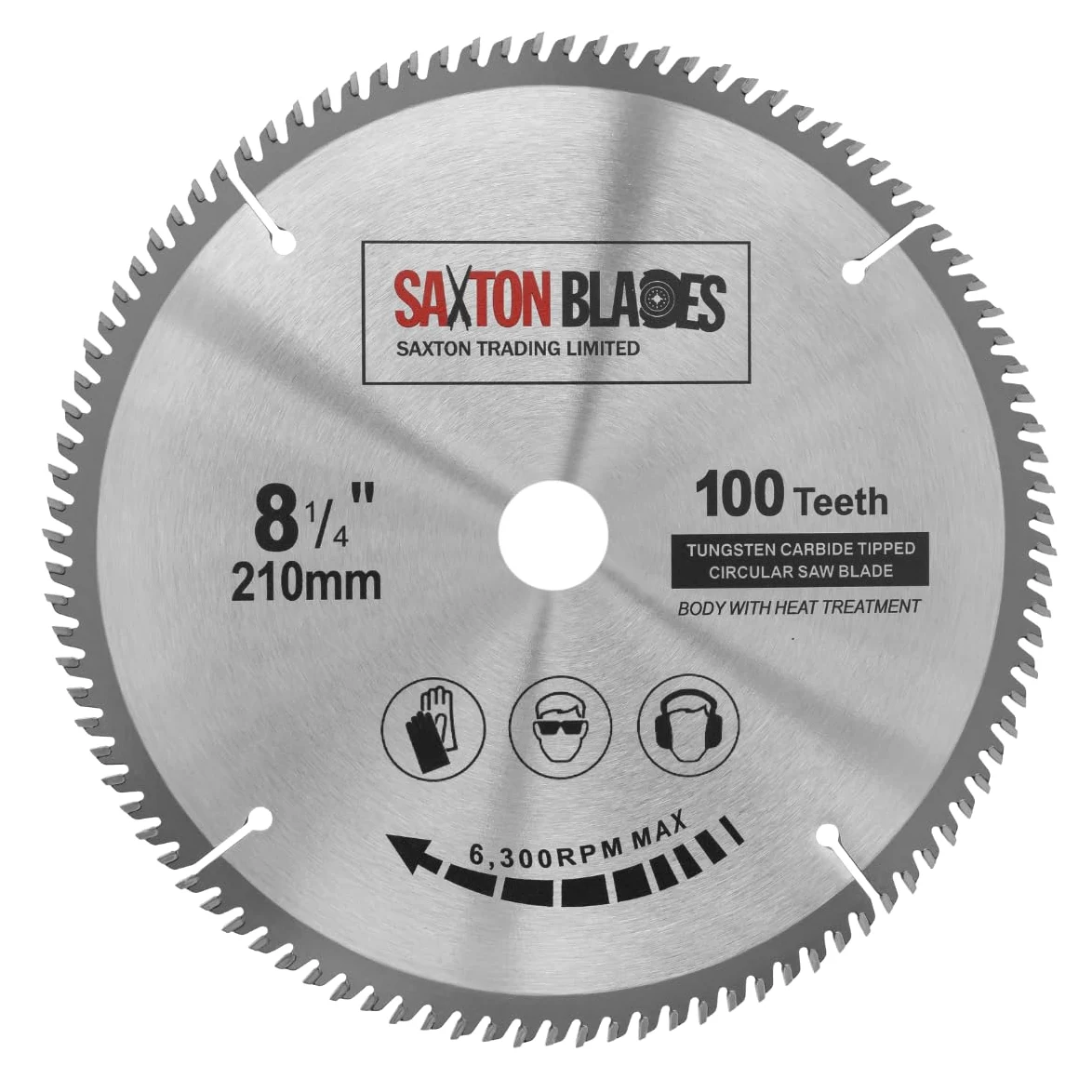 Saxton Fine Cutting TCT Hoja de sierra circular de 210 mm x 100 T x 25,4 mm de diámetro compatible con sierras Evolution Rage