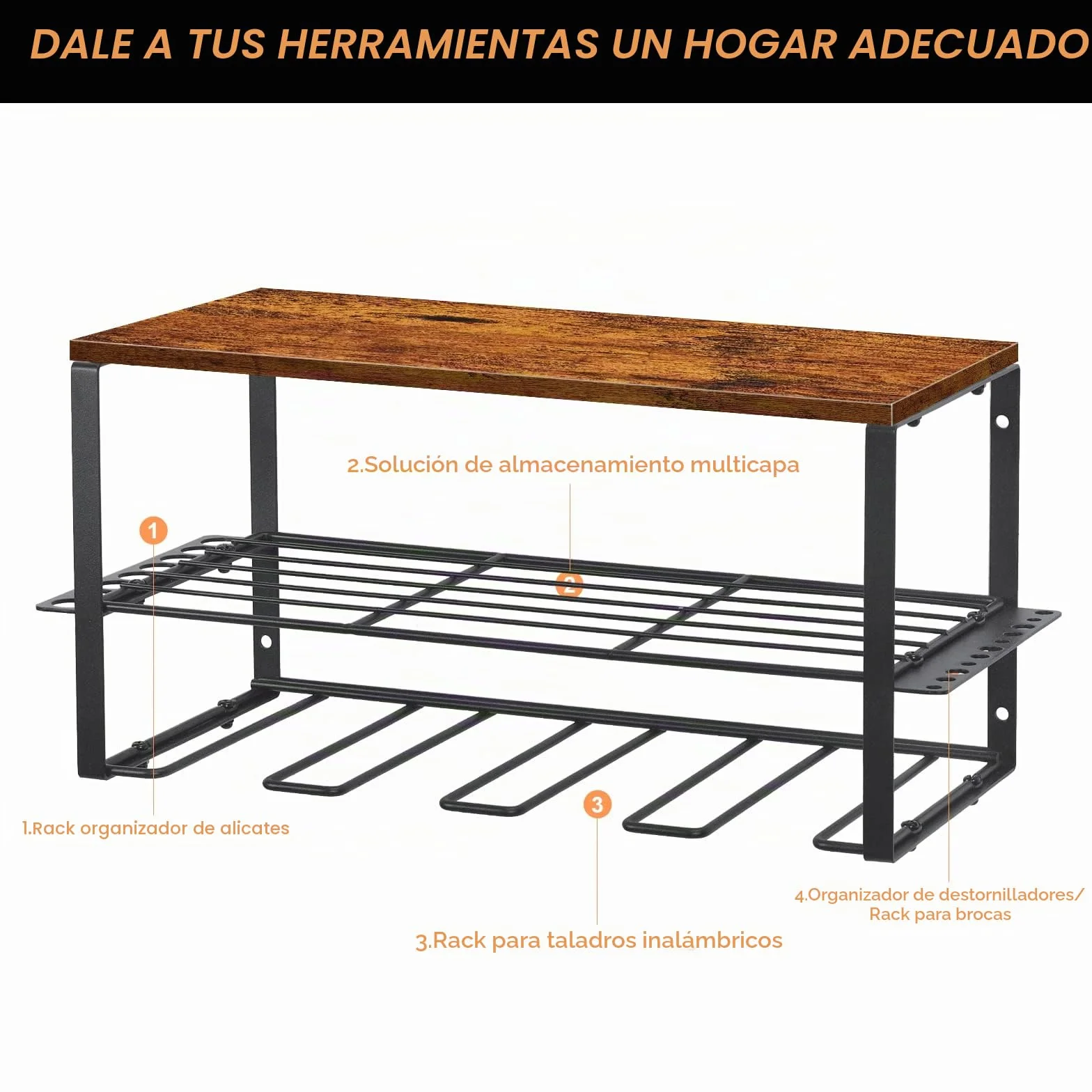 Nandae organizadores de herramientas eléctricas, organizadores de herramientas de garaje y almacenamiento, soporte de taladro para pared, estante de herramientas de metal resistente