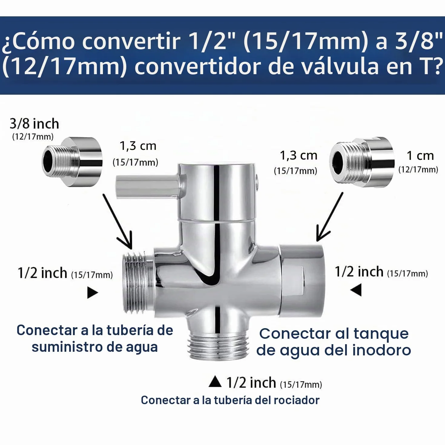 Vaporizador de baño ducha de mano bidé de acero inoxidable con válvula de 3 vías (1/2"-3/8") perfecta para higiene personal, cuidado de limpieza