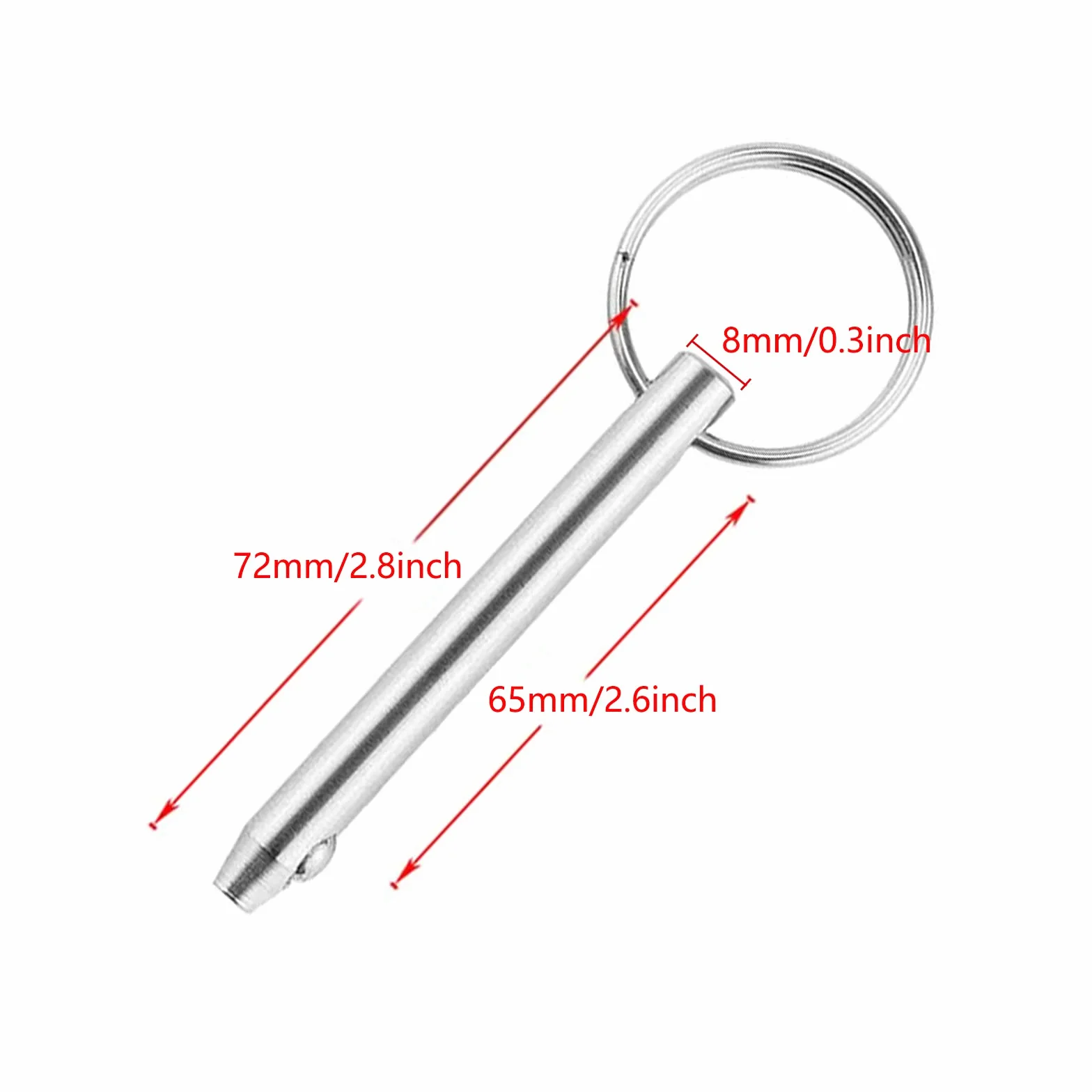 4 Pcs Pines de liberación rápida hardware marino de acero inoxidable Hardware Marino para Barco Cubierta Superior Bisagra Barcos accesorios de bloqueo Pin con bola de bloqueo Pull Ring(72 * 8 mm)
