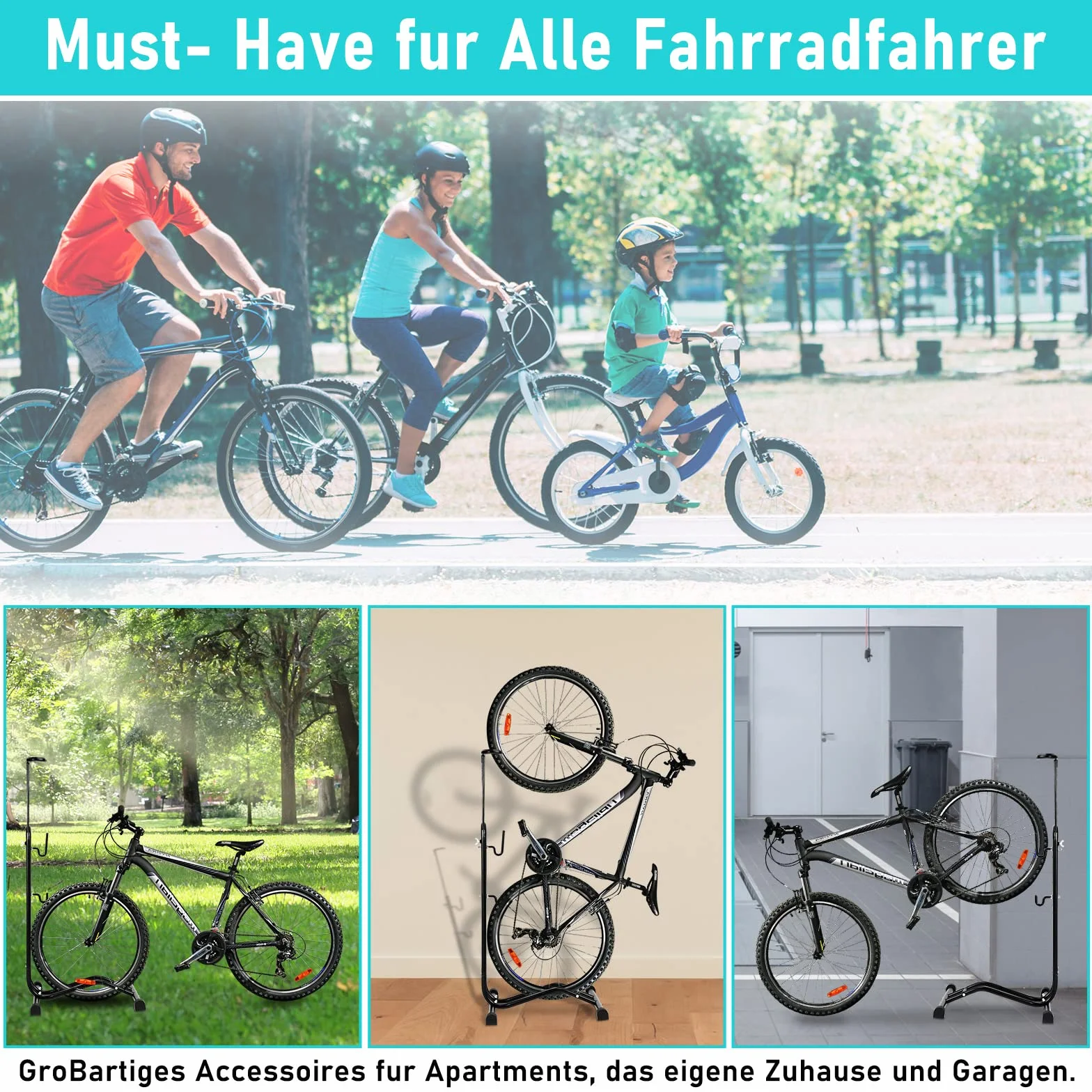 Soporte para bicicleta 3 en 1 20-27.5 pulgadas altura ajustable rueda delantera trasera