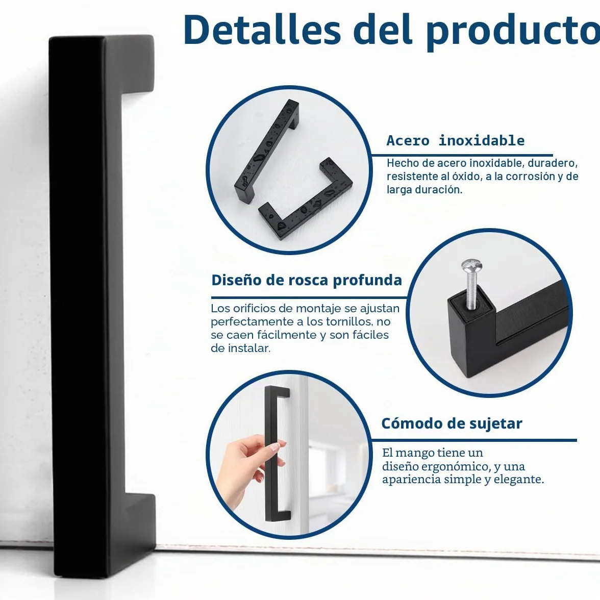 Drenky Tiradores Armarios, Negro Mate Tiradores Cocina de Acero Inoxidable 64 mm Centros de orificio Manijas de Muebles con Tornillos para Gabinete, 2 piezas