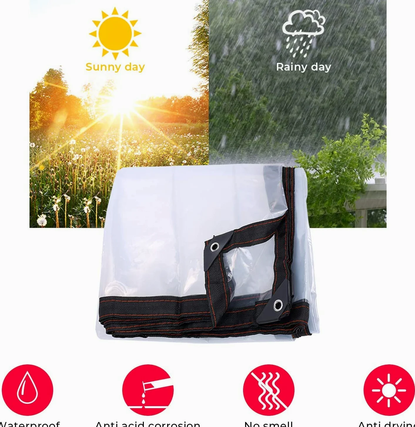 Lonas Impermeables Transparente Exterior con Ojales 2 x 3 m Lona Impermeable Transparente Adecuado para Plantas Invernadero Jardines Camiones Cenadores