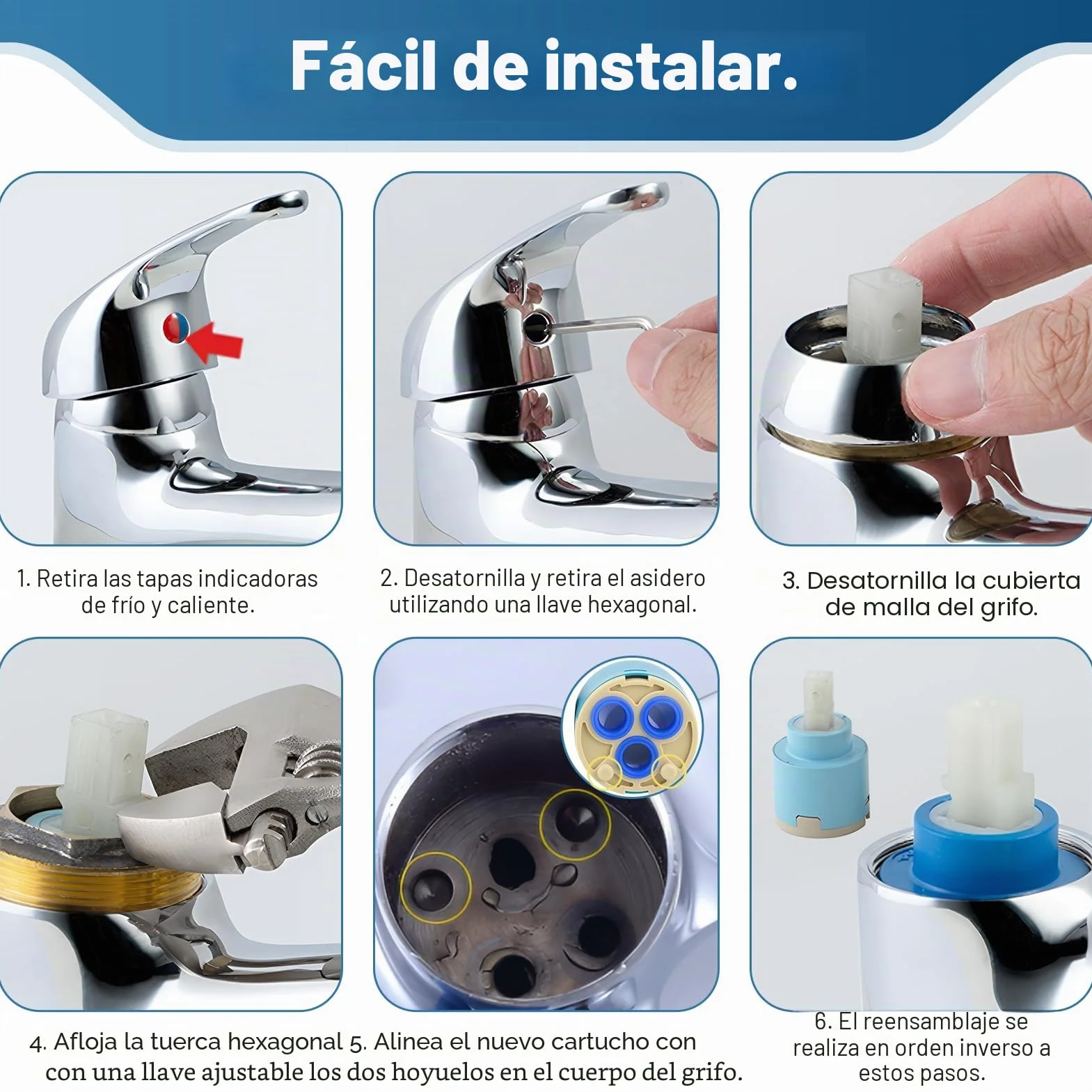 2 Piezas Cartucho de Grifo de 35MM, Cartucho de Cerámica para Grifo Monomando Cocina Lavabo Ducha, Repuesto Universal Cartuchos para Grifos 35MM