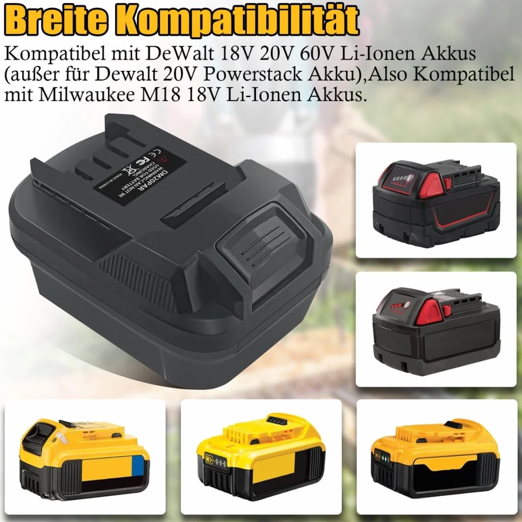 DM20PAR para Dewalt - Adaptador de batería de 20 V para herramientas eléctricas Parkside, convertidor para Dewalt para Milwaukee 18 V batería funciona en Parkside 20 V