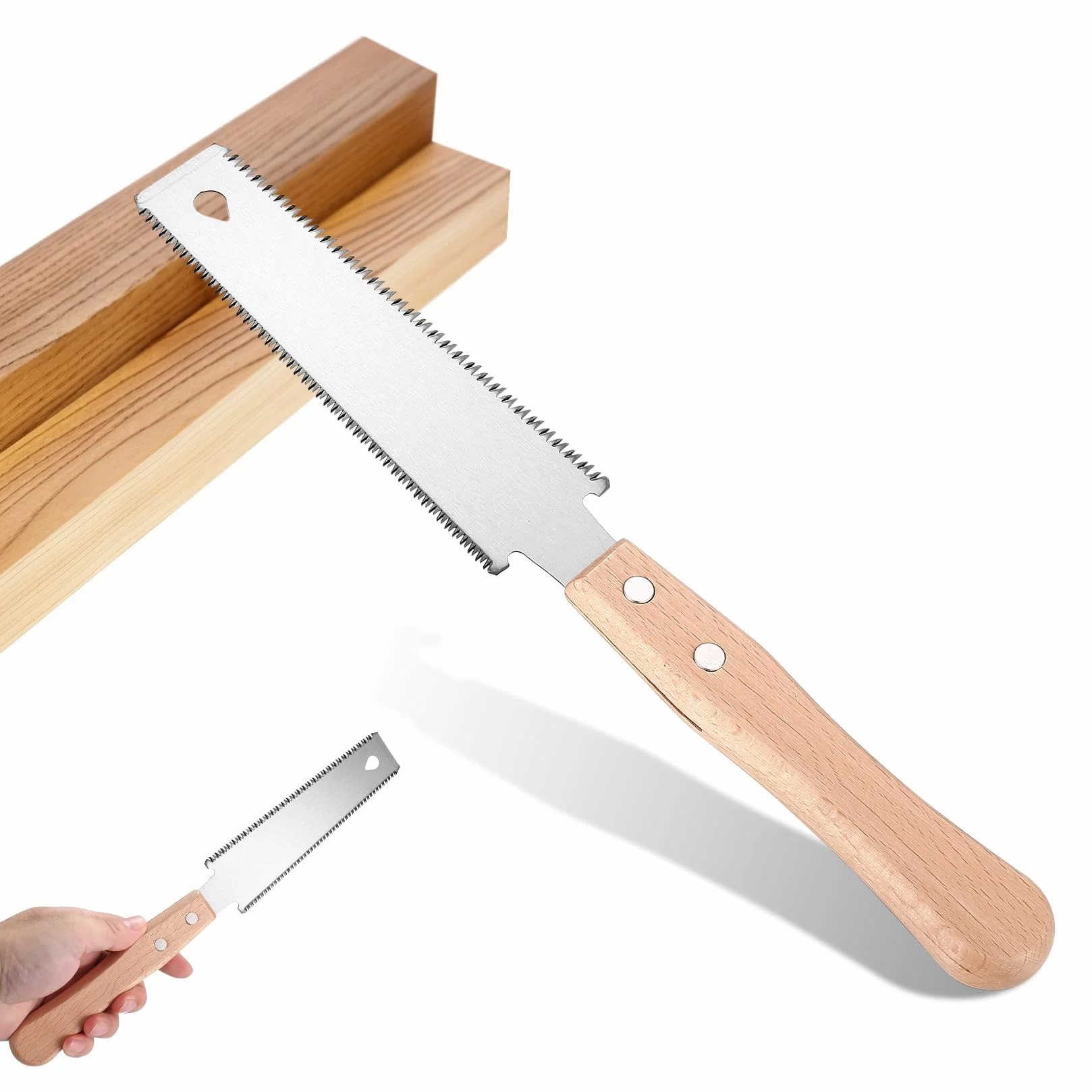 Sierra Japonesa de Mano, Sierra de Madera de Precisión, Mini Sierra Manual, Sierras de Tracción Doble Filo, Herramienta de Carpintería Versátil para Cortes Finos y Rápidos
