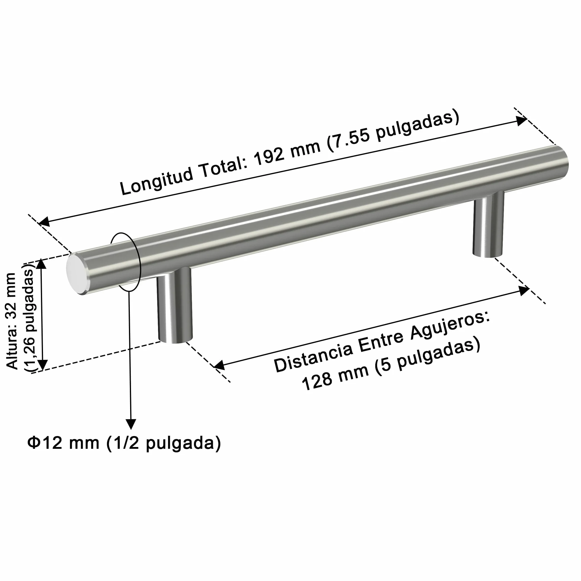Tiradores Cocina Tiradores Armarios 20 Piezas Acero 128MM Inoxidable Lnstalación de Agujeros Lnstalación de Agujeros Plata
