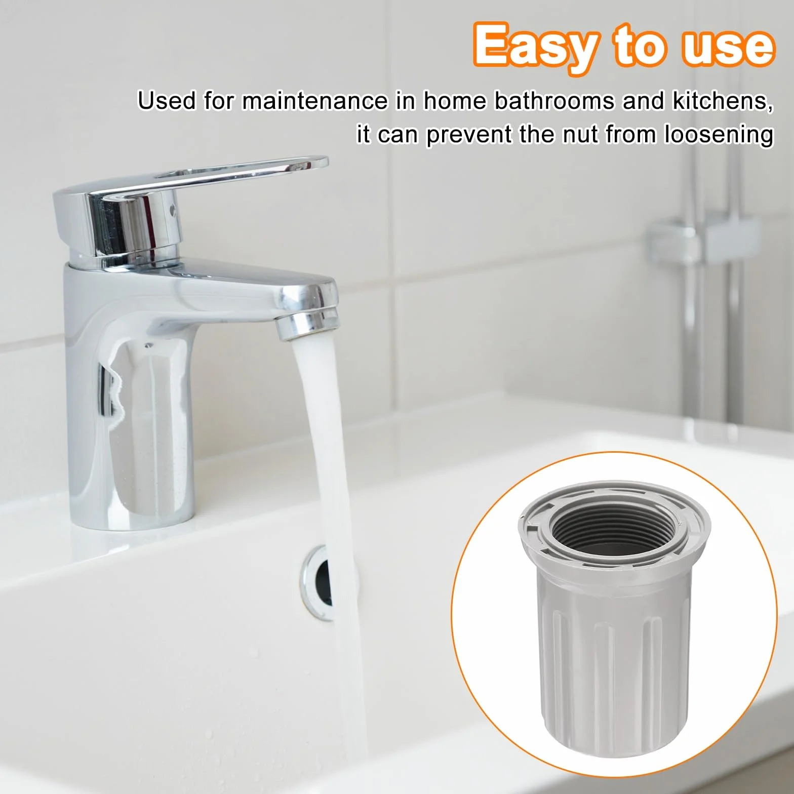 QUARKZMAN 2 Piezas Base Fija De Tuerca Para Grifo ID 1.18" x H 2.32" Tuerca De Fijación De Plástico Para Grifo Ensamblaje Fijo De Grifo Para Cocina Y Baño Gris