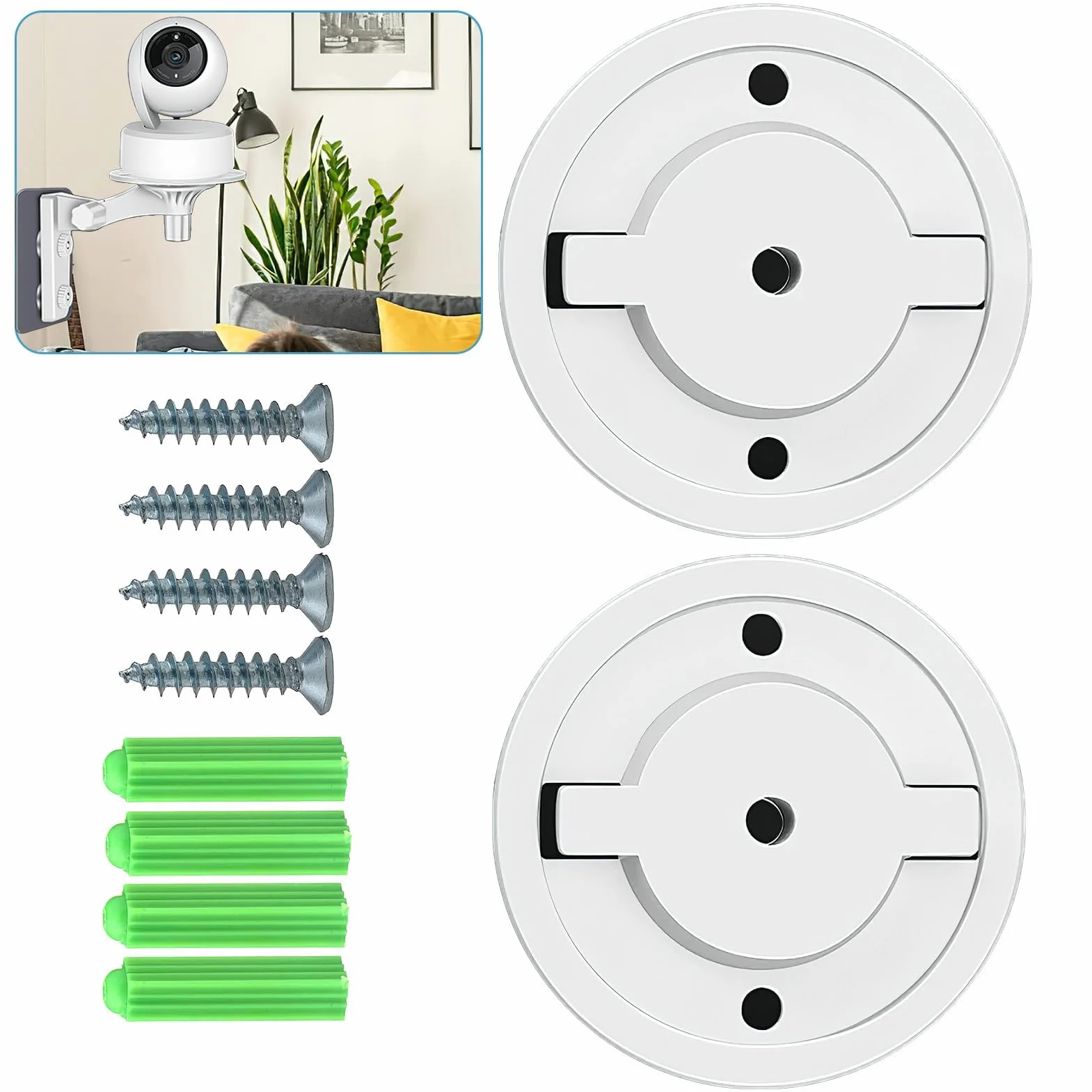 2PCS Soportes Cámara para Tapo C200, TP C210, IPC40C IPC42C, TPC42EW, IPC43AN, IPC43AW, MIPC451, Bases de Montaje para Cámara con Tornillos y Pernos de Expansión