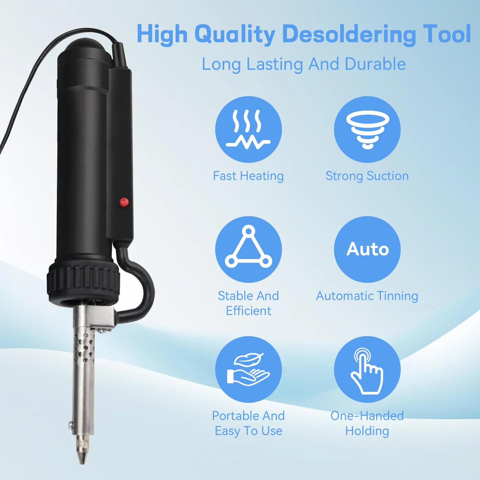 Bomba desoldadora, ventosa de soldadura de acero inoxidable, pistola desoldadora automática con boquillas de succión de 3 piezas, enchufe de la UE 220V 350W Herramienta de soldadura de pistola de hier