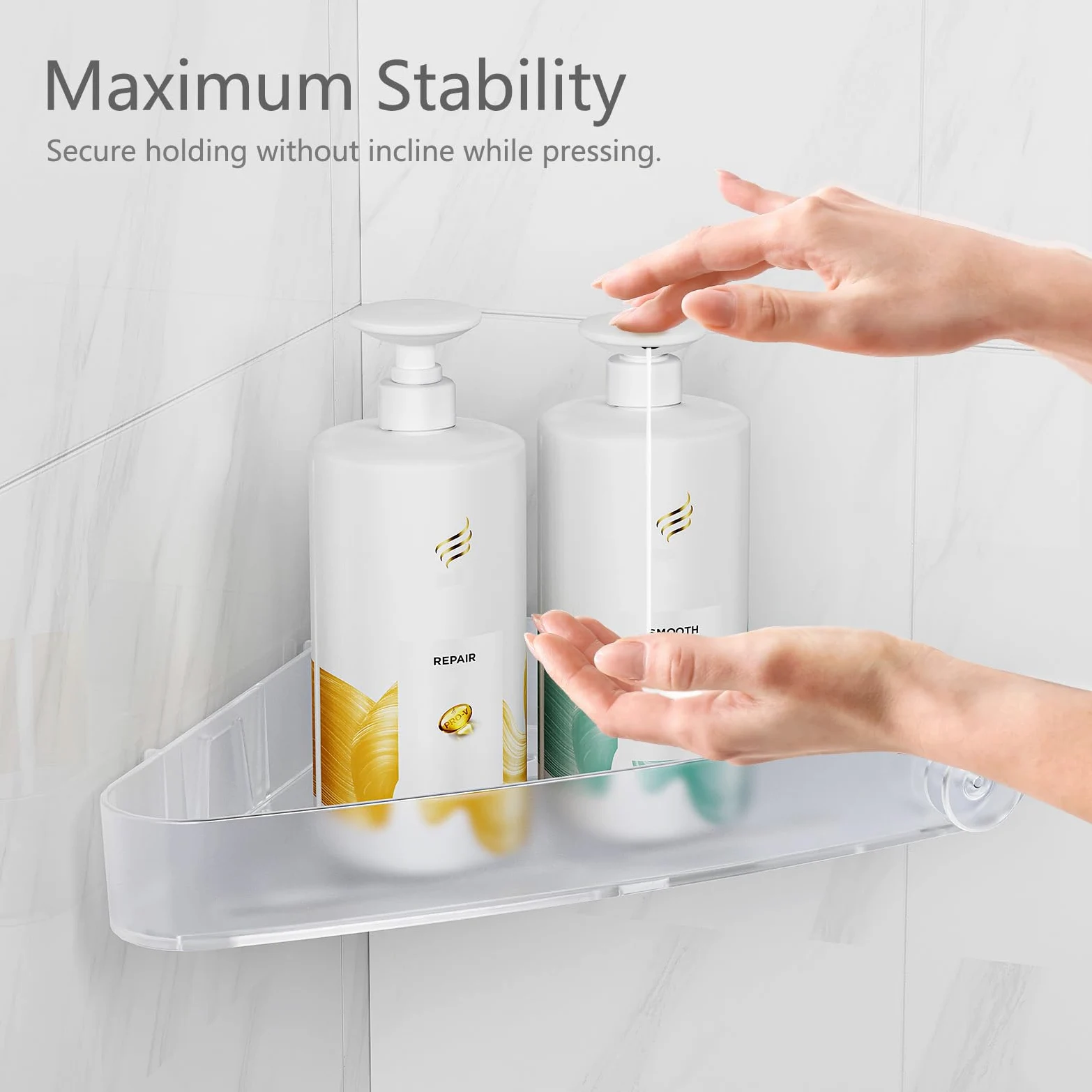 Sotfamily 4 Piezas Estanteria Ducha Sin Taladro, Estante Baño de Esquina Cesta, Plastico Extraíbles Estanterias, Estante Ducha con 6 Ganchos autoadhesivos, Estanteria Baño Autoadhesivos, Helado Claro