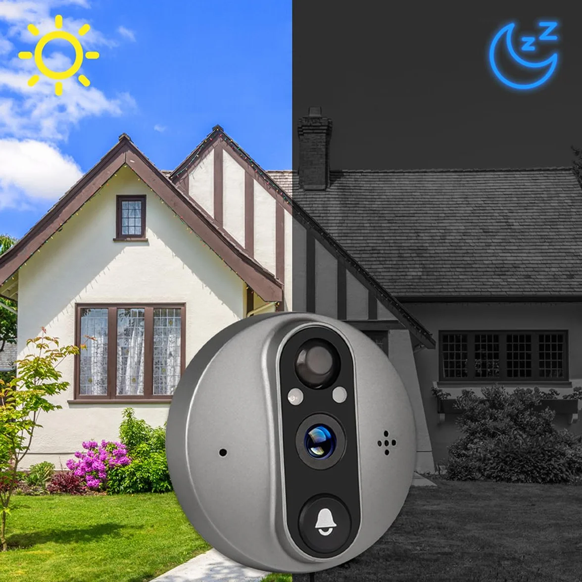 PRIXTON Mirilla Digital Smart Guard DV50, Pantalla a Color de 4,3", WiFi y App móvil, Visión Nocturna, Detector de Movimiento PIR, Audio bidireccional, Tarjeta SD de hasta 64GB, 3 Meses de Autonomía