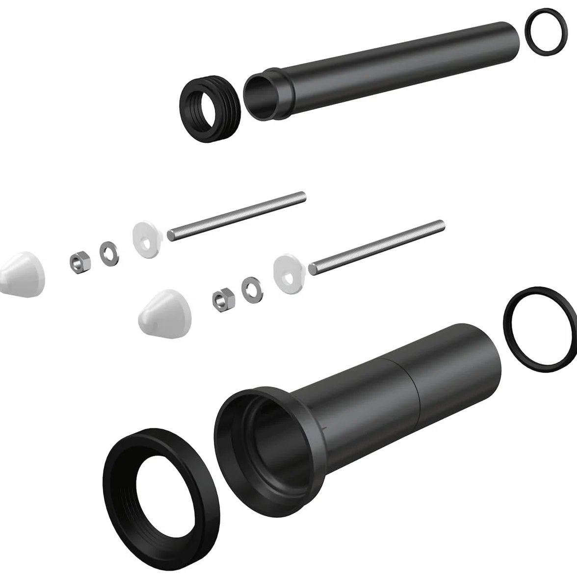 Juego de accesorios para desagüe y desagüe para inodoro de pared con acabado extendido