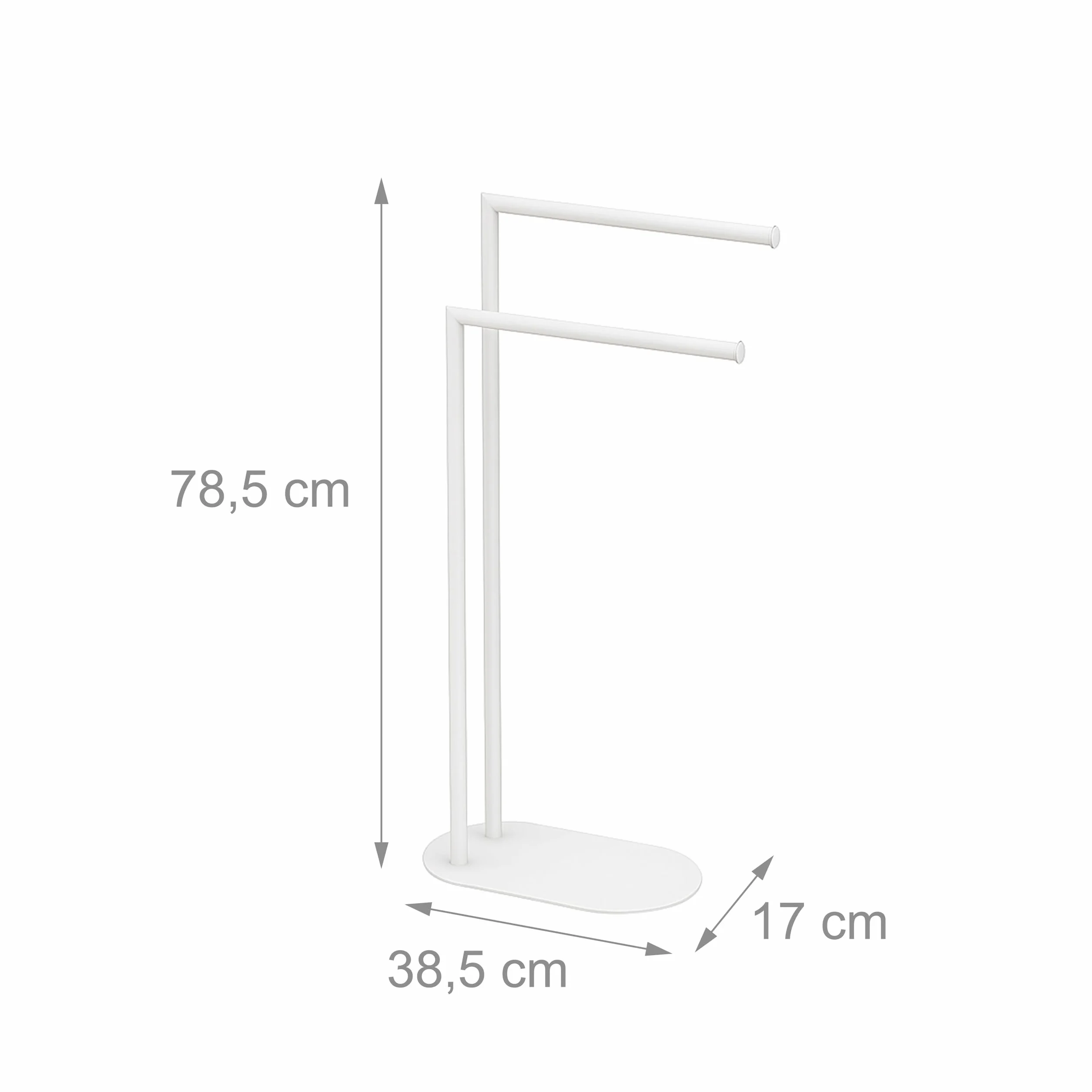 Toallero Relaxdays de pie, Metal, 2 Barras Ajustables, 78,5 x 38,5 x 17 cm, Blanco