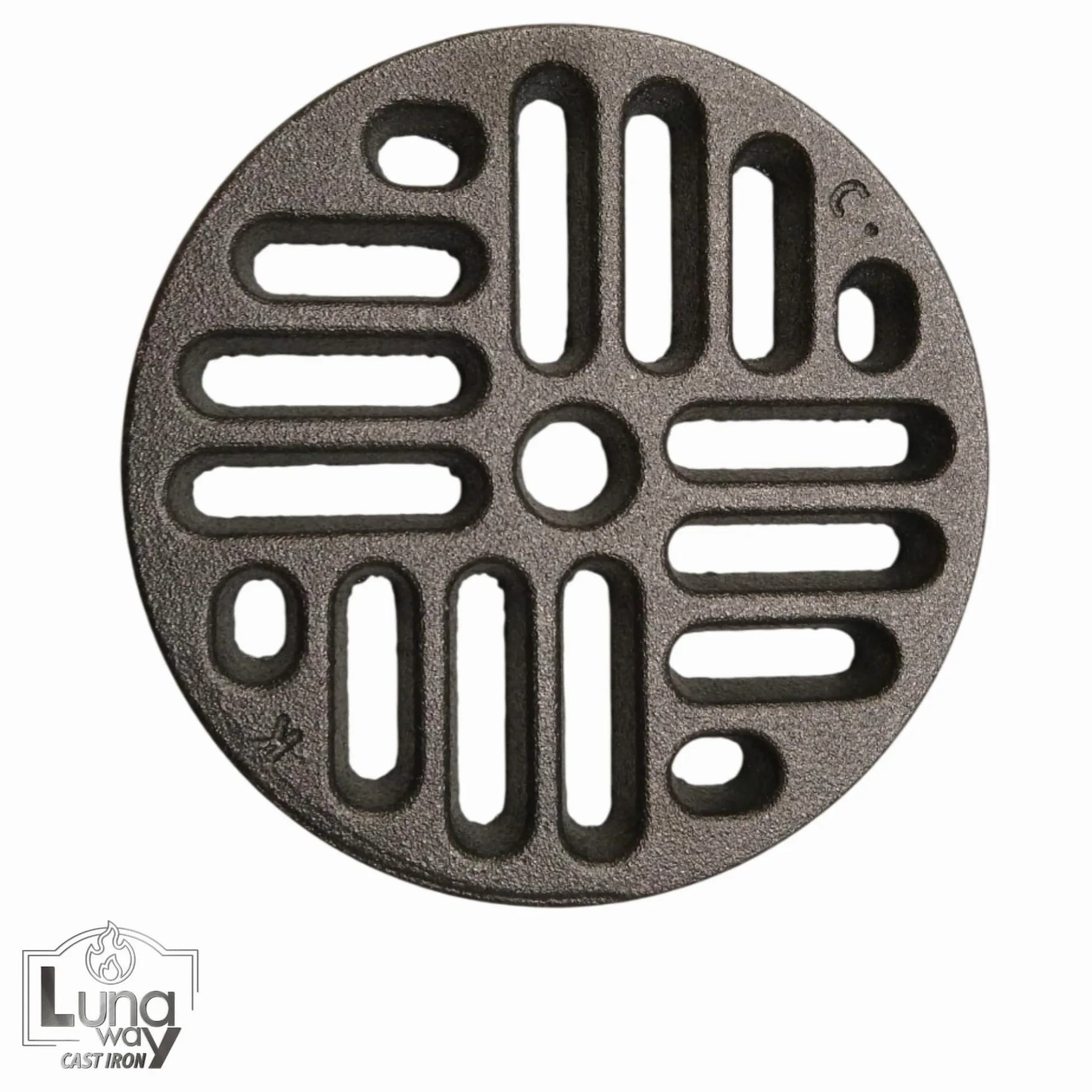 Rejilla de ceniza de hierro fundido circular | Reemplazo universal para estufas de madera, chimeneas y hornos | Grosor 1 cm, Ventilación optimizada | Diámetro 13,5 cm