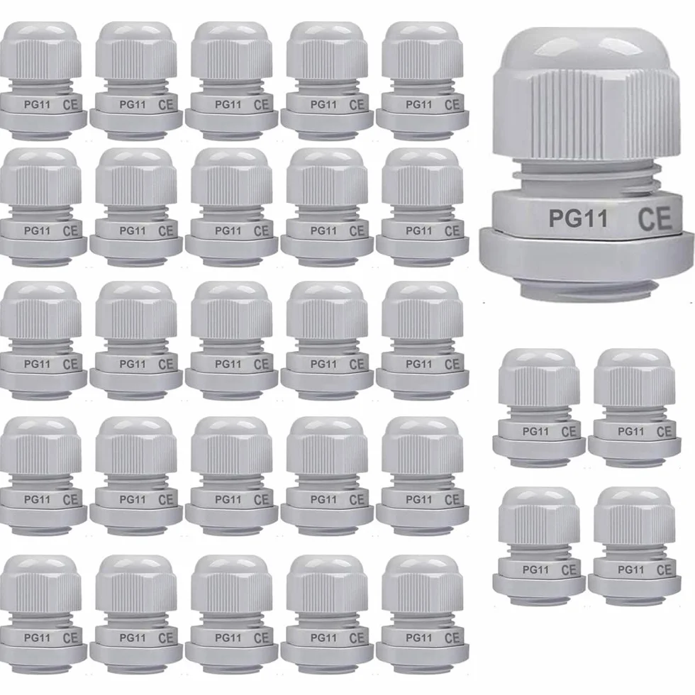 Gebildet 30Piezas IP68 Impermeable Conectores de Cable, PG11 Glándulas de Cable con Ajustables Juntas, Prueba de Agua de 5-10mm Plastico Gland Conectores, M18 x 1.5 (Blanco)